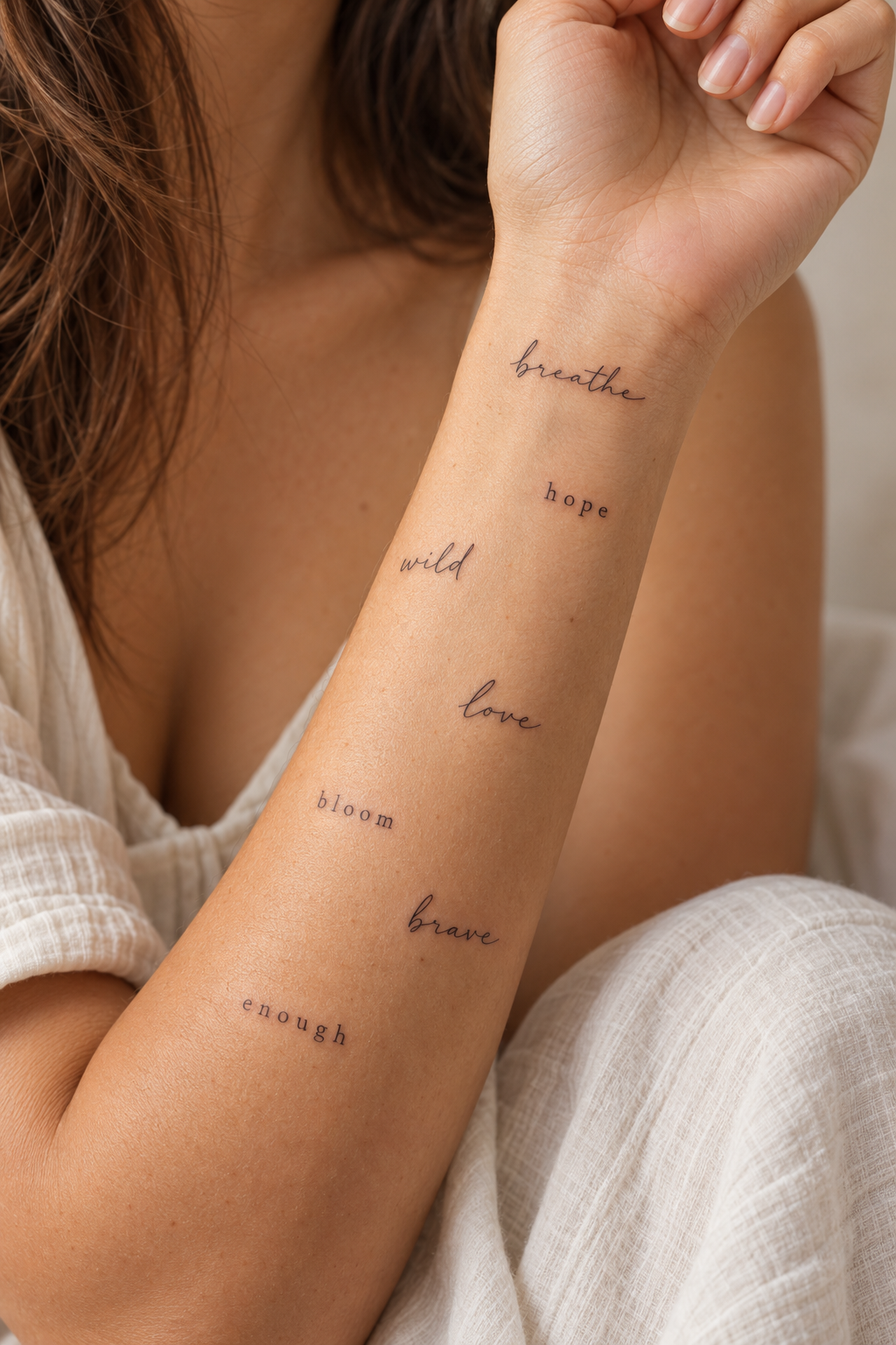 tiny word tattoos for women: focus design