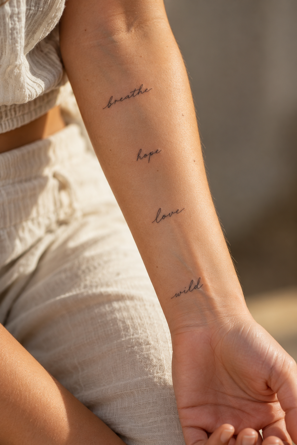 tiny word tattoos for women: trust design