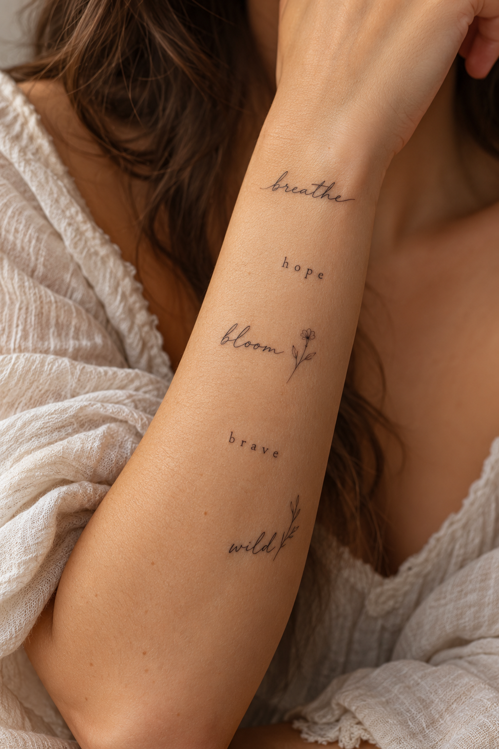 tiny word tattoos for women: wonder design