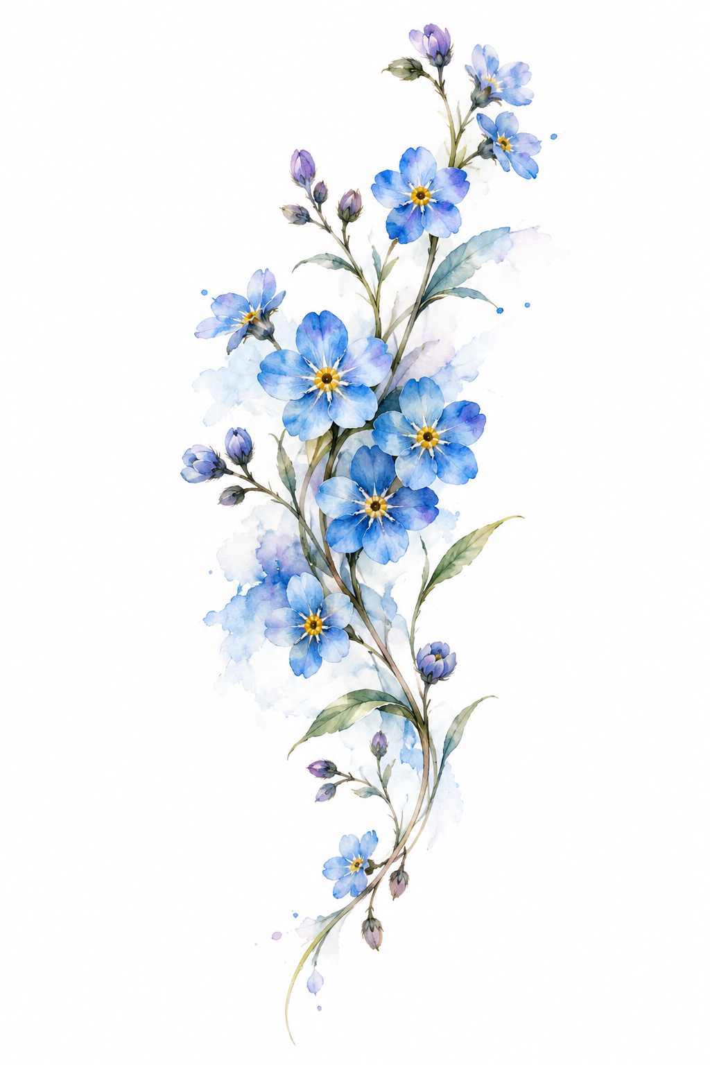 forget-me-not flower tattoo ideas: watercolor wrist composition