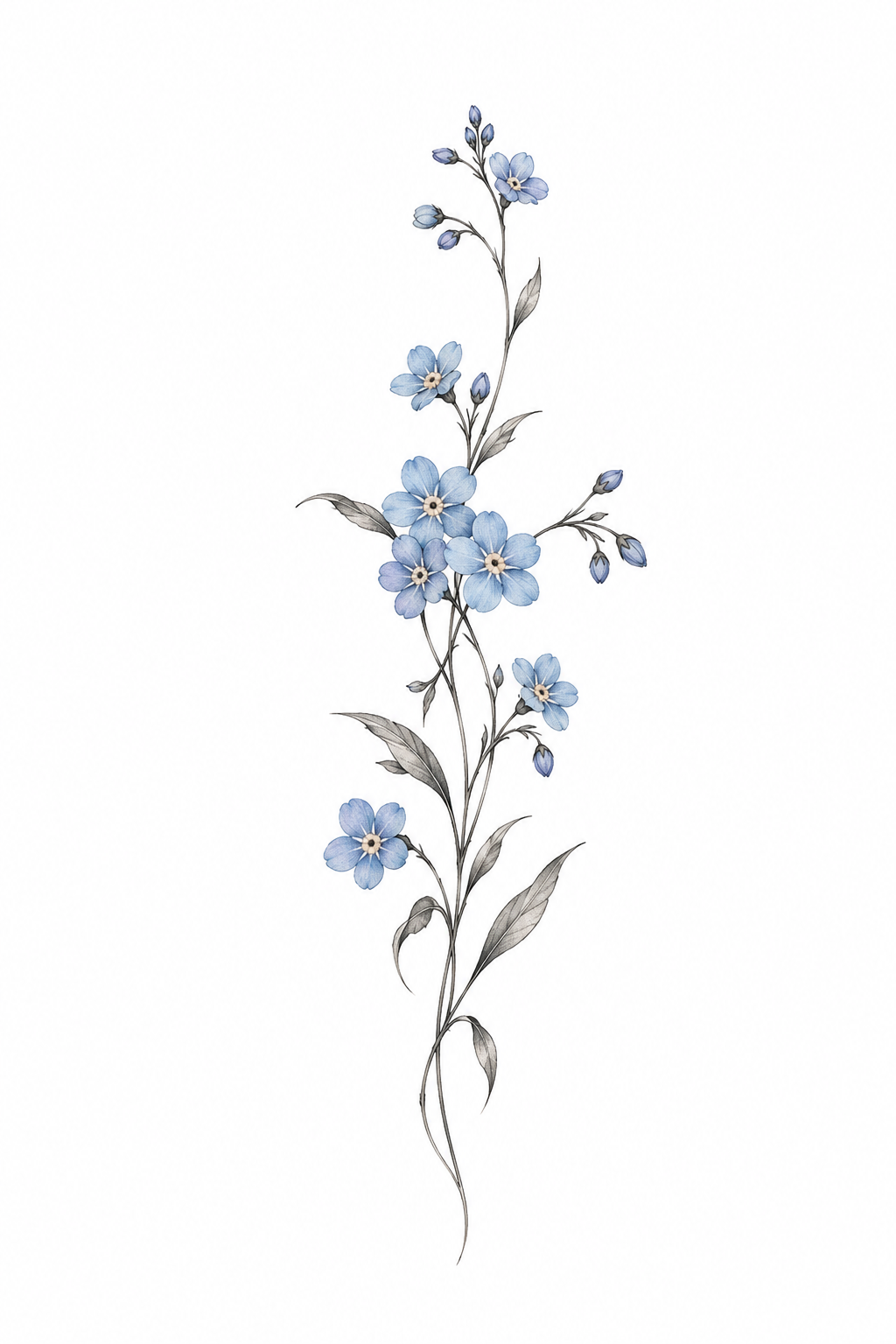 forget-me-not flower tattoo ideas: dainty ankle placement