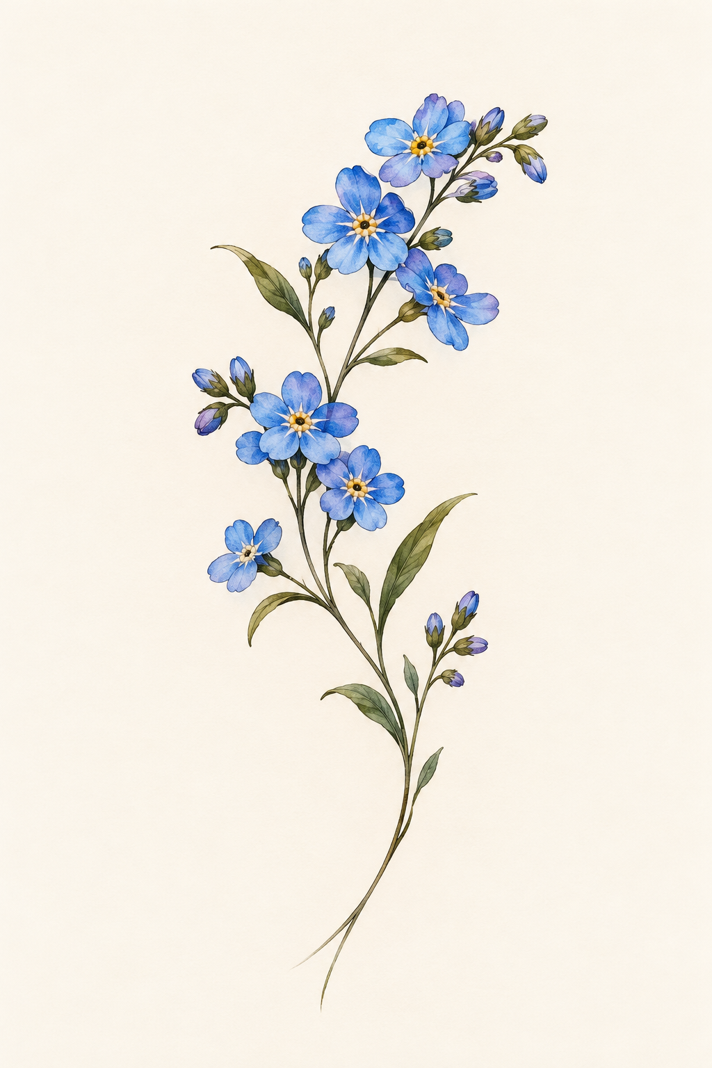 forget-me-not flower tattoo ideas: shoulder botanical sprig