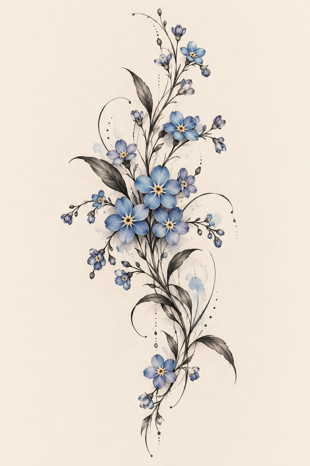 forget-me-not flower tattoo ideas: neck bloom accent