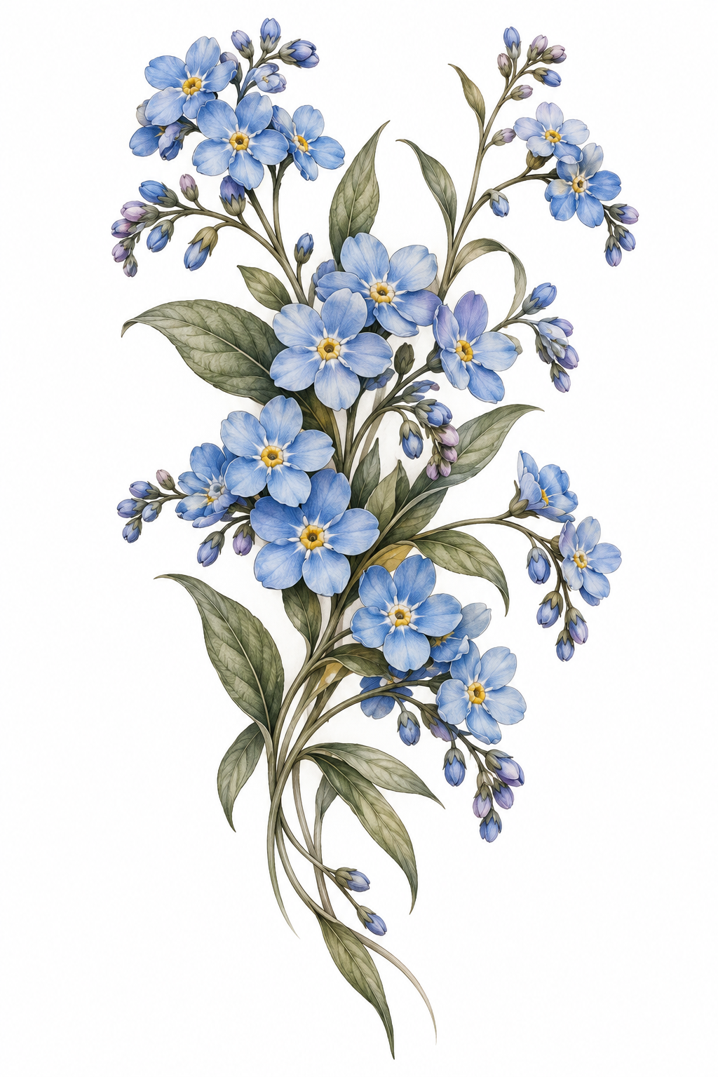 forget-me-not flower tattoo ideas: layered shoulder bouquet