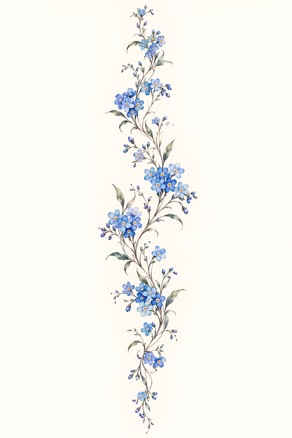 forget-me-not flower tattoo ideas: full-spine floral trail