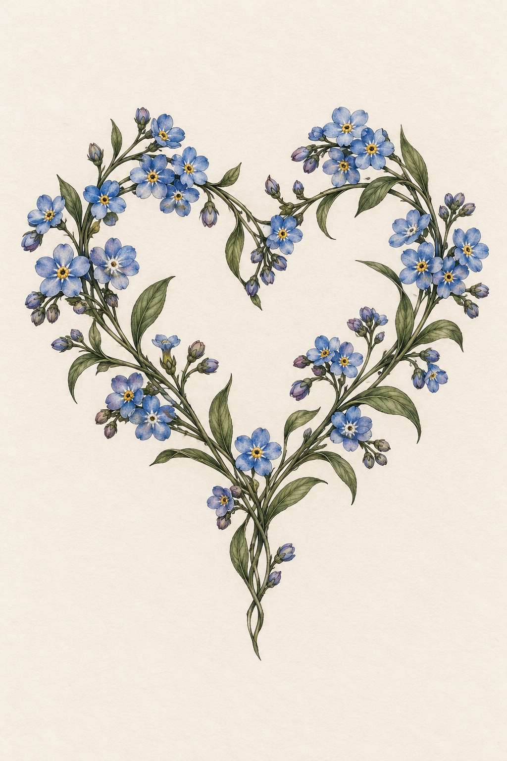 forget-me-not flower tattoo ideas: floral heart placement