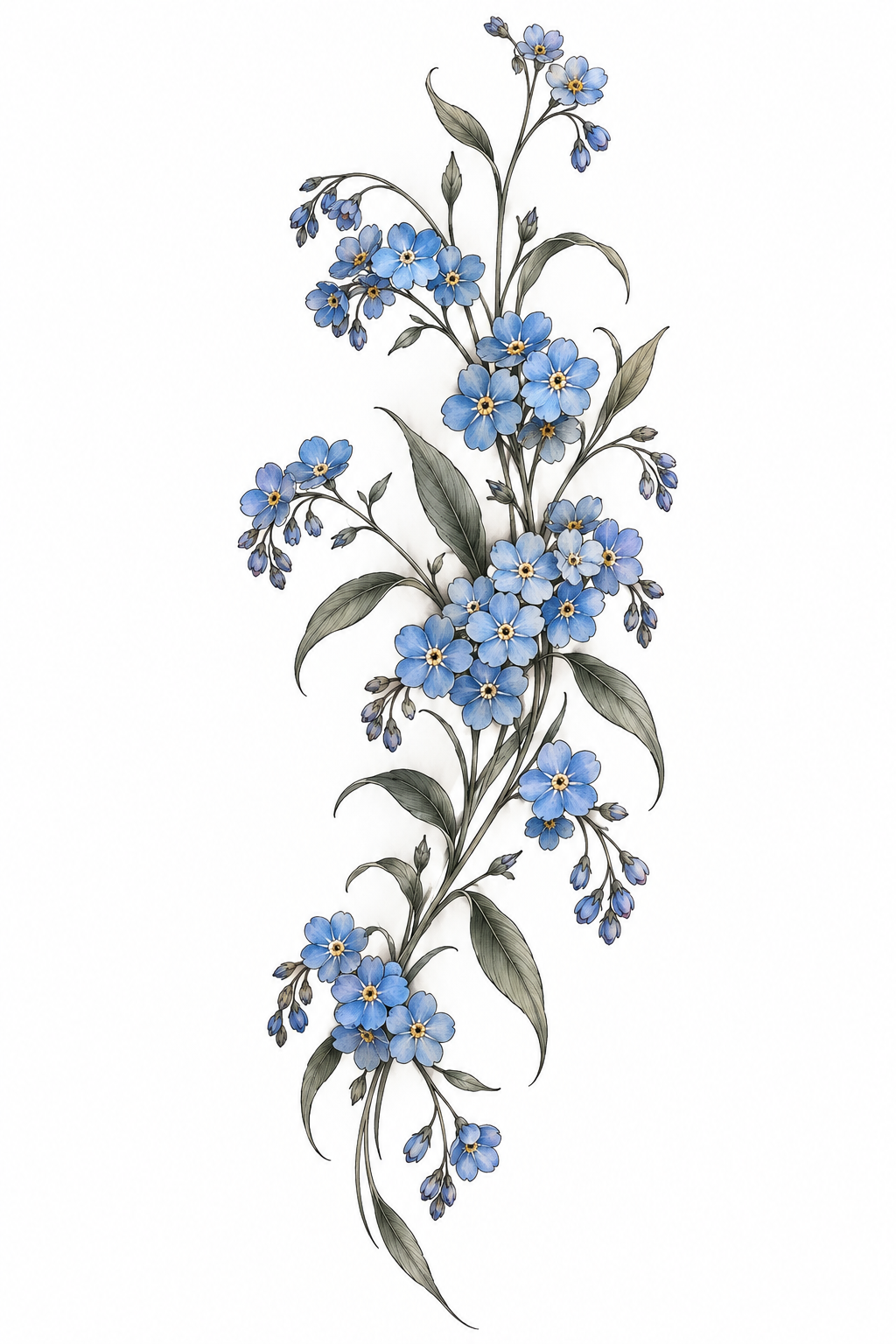 forget-me-not flower tattoo ideas: cascading forearm spray