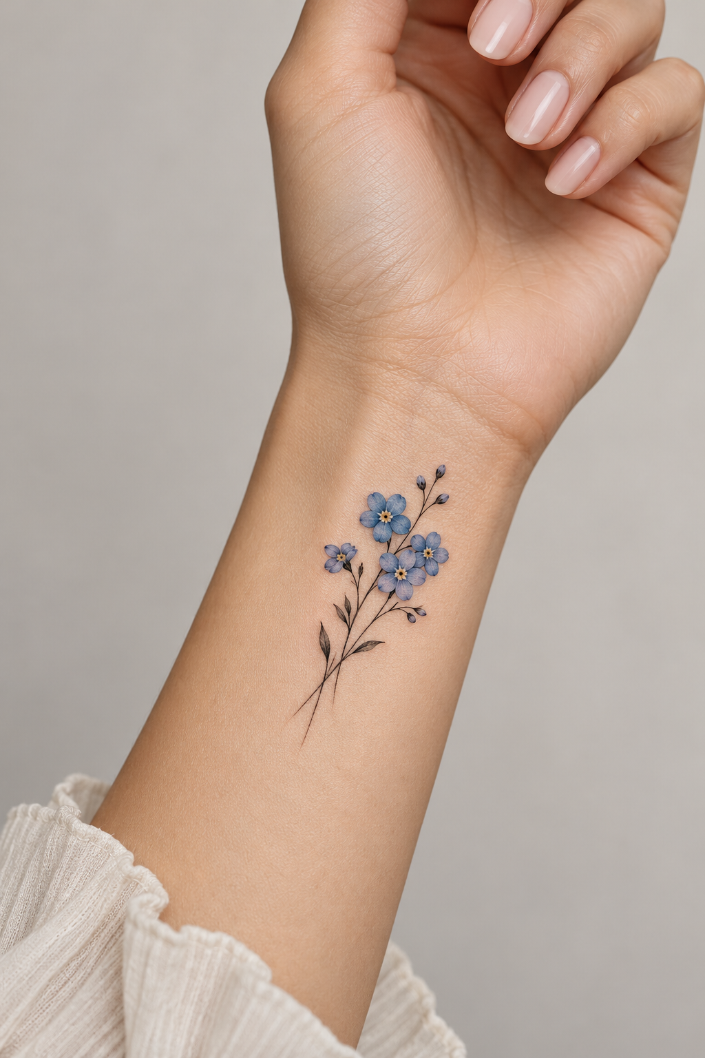 forget-me-not flower tattoo ideas: minimalist wrist mark