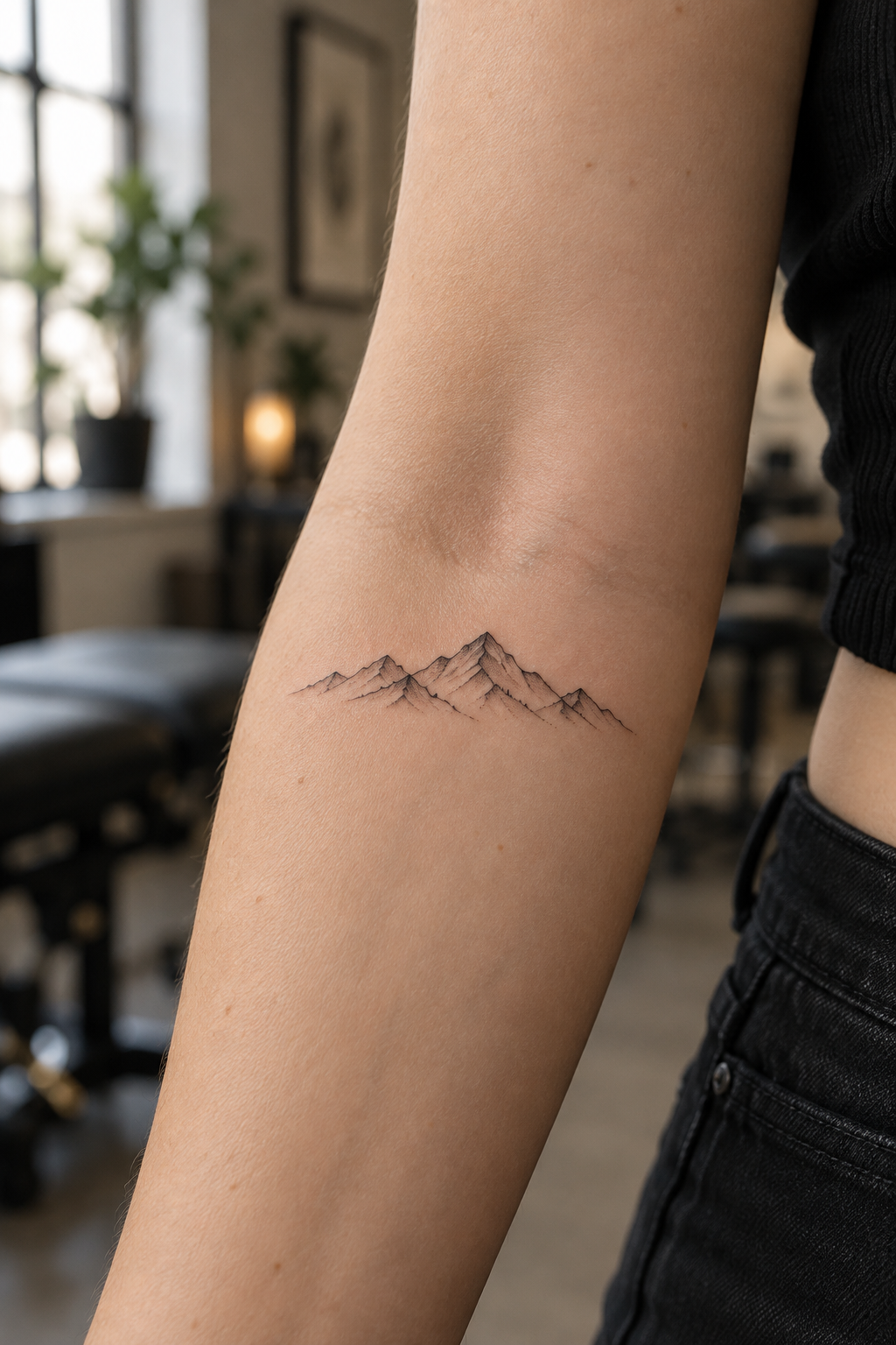 Tiny Mountain Range minimalist tattoo idea