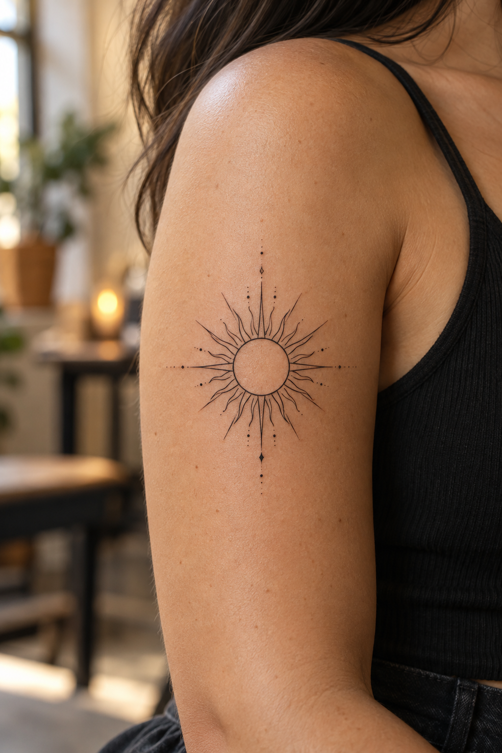 Sun Body Art Design minimalist tattoo idea