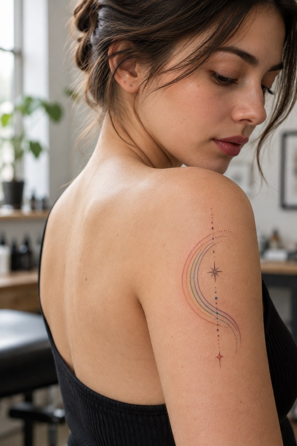 Rainbow Ink Idea minimalist tattoo idea