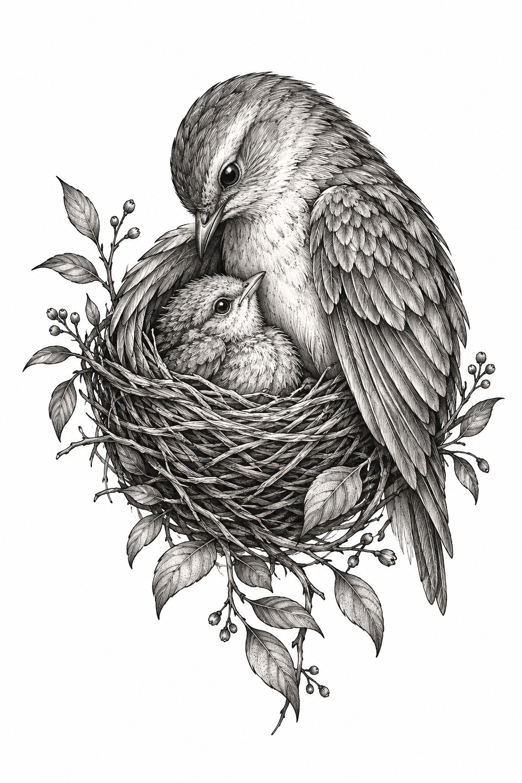 Mother and Baby Bird Nest Tattoo mother and son tattoo idea