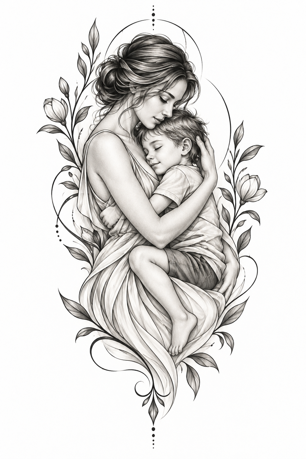Tender Embrace: Mother and Son Tattoo mother and son tattoo idea
