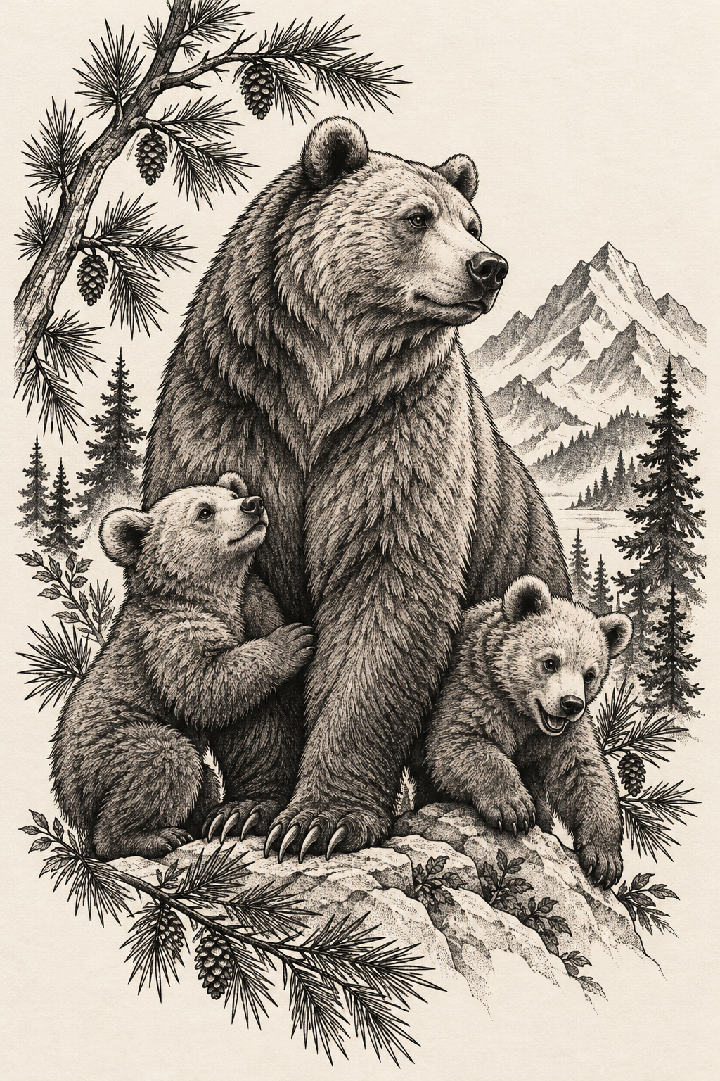 Bear Family Tattoo mother and son tattoo idea