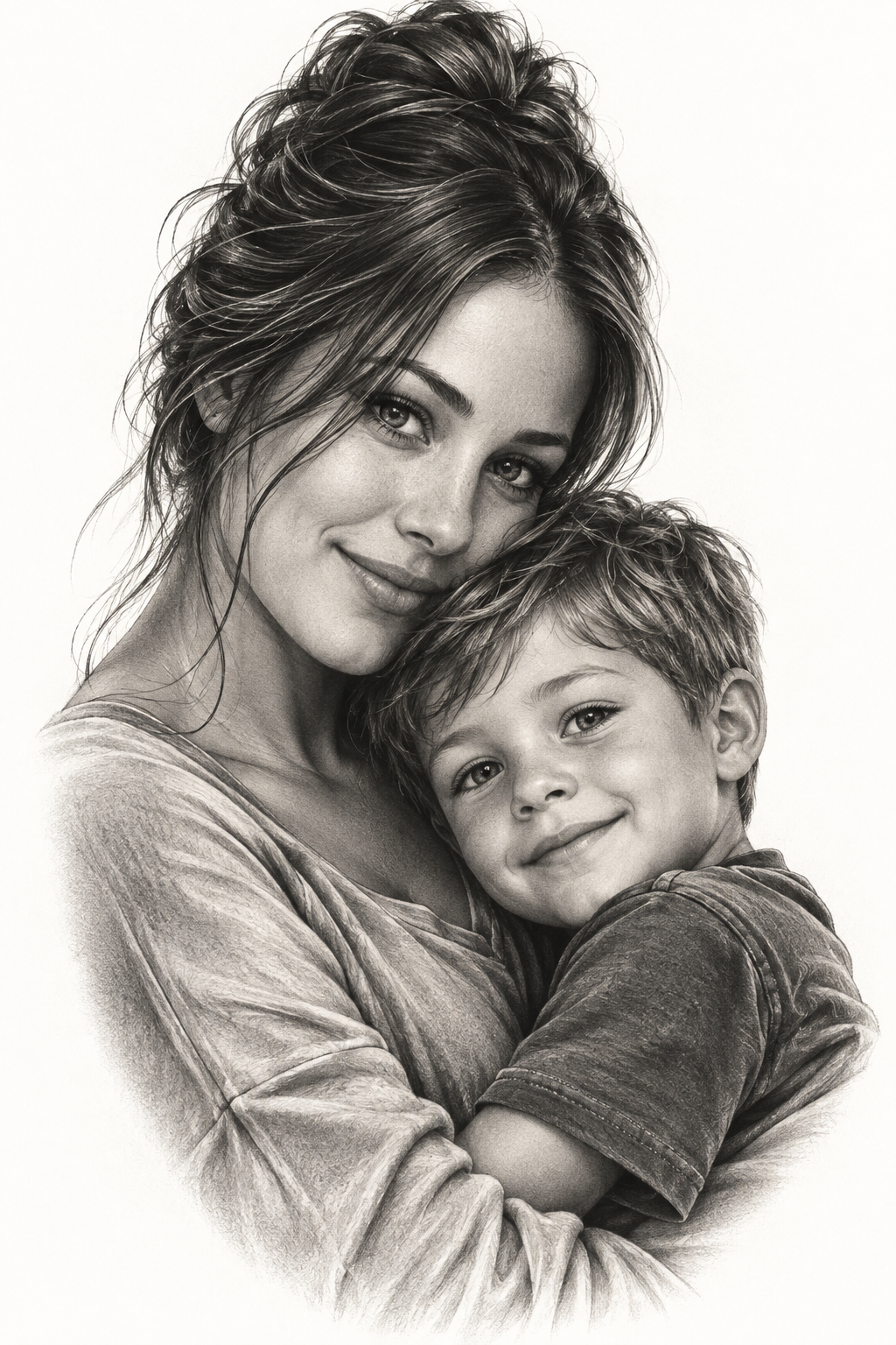 Realistic Portrait Mother and Son Tattoo mother and son tattoo idea