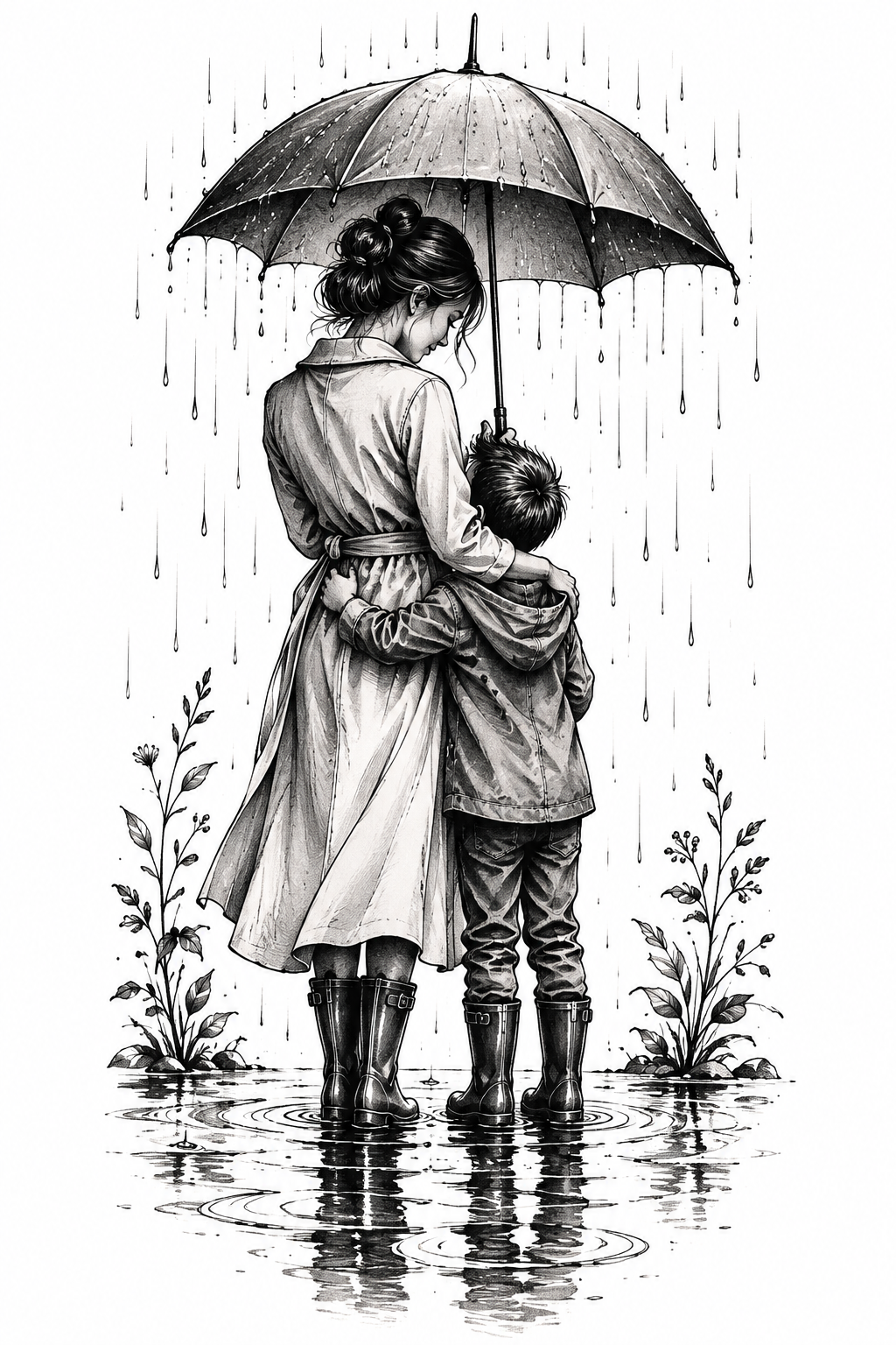 Rainy Day Mother and Son Tattoo mother and son tattoo idea