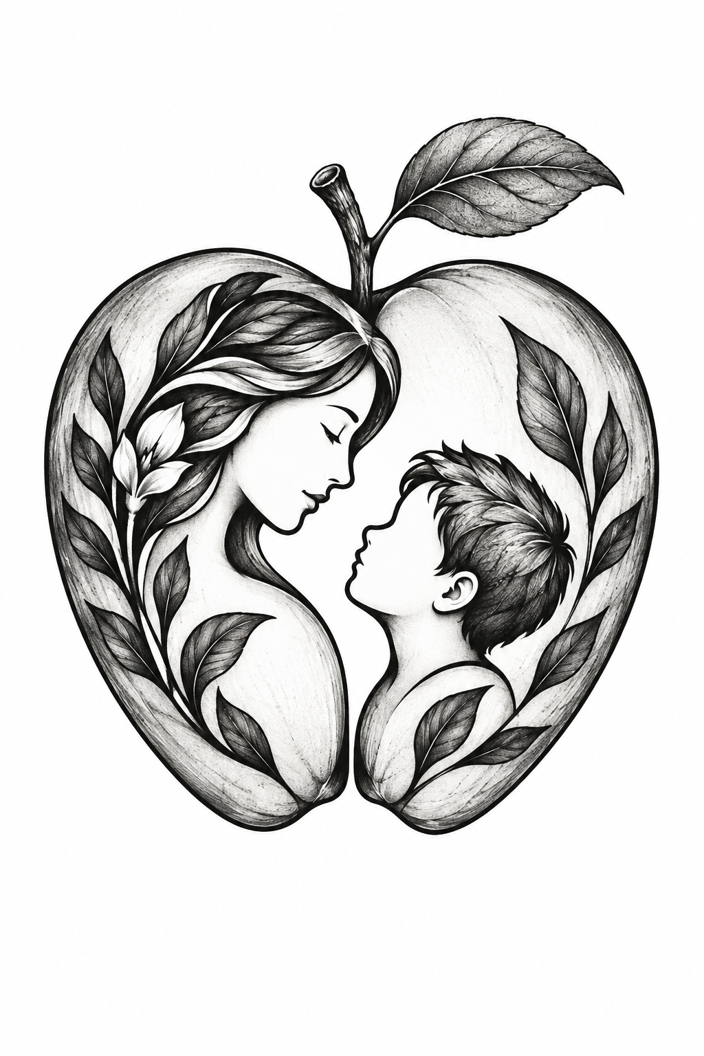 Split Apple Mother and Son Tattoo mother and son tattoo idea