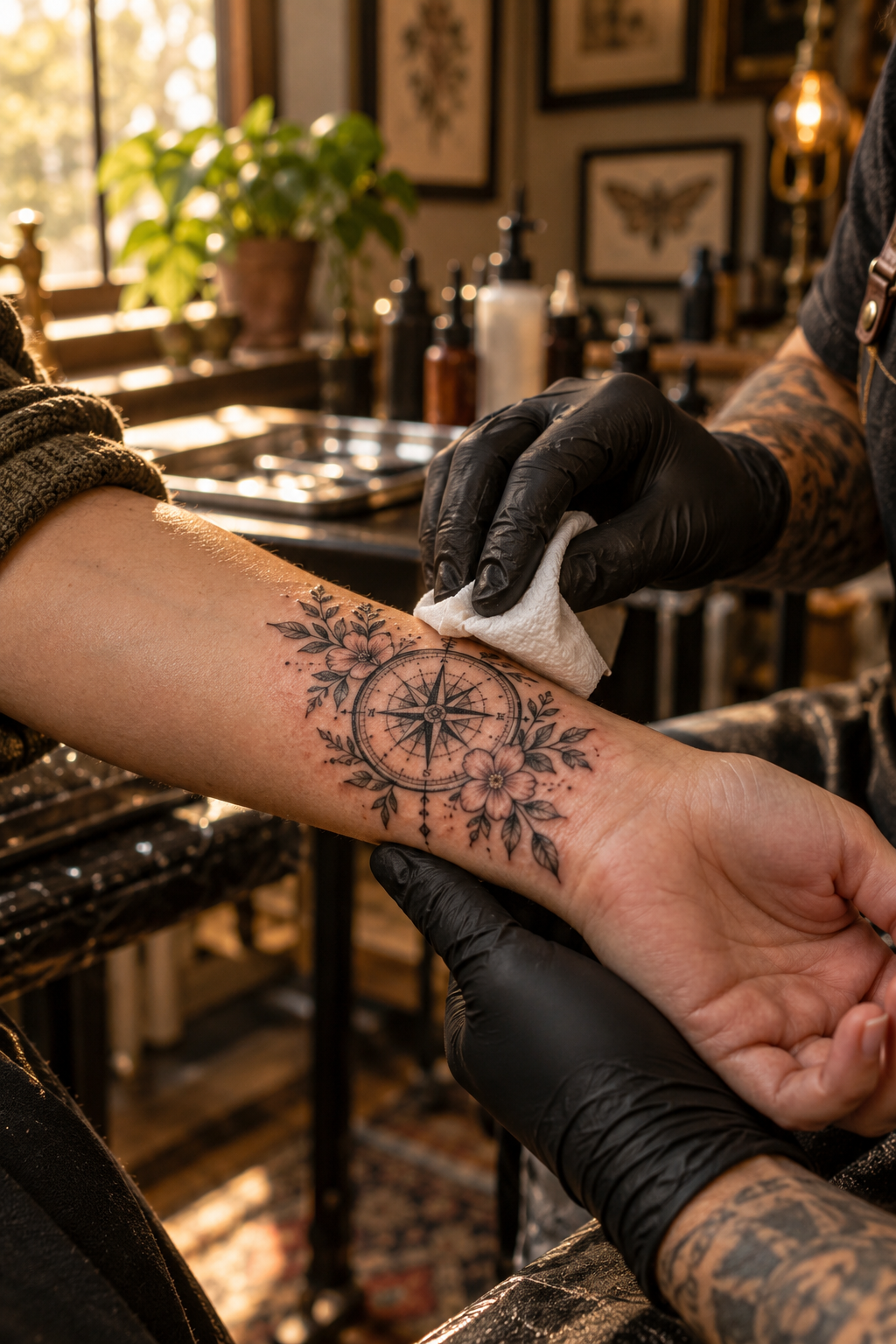 vintage compass antique tattoo idea