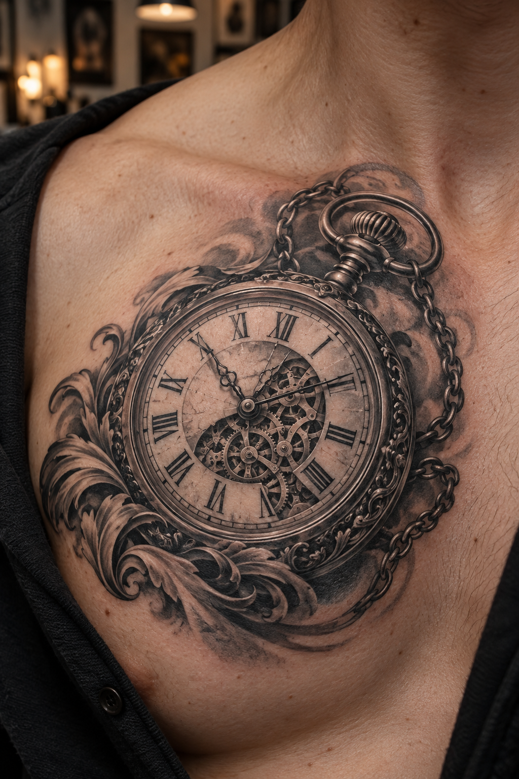 ornate pocket watch antique tattoo idea