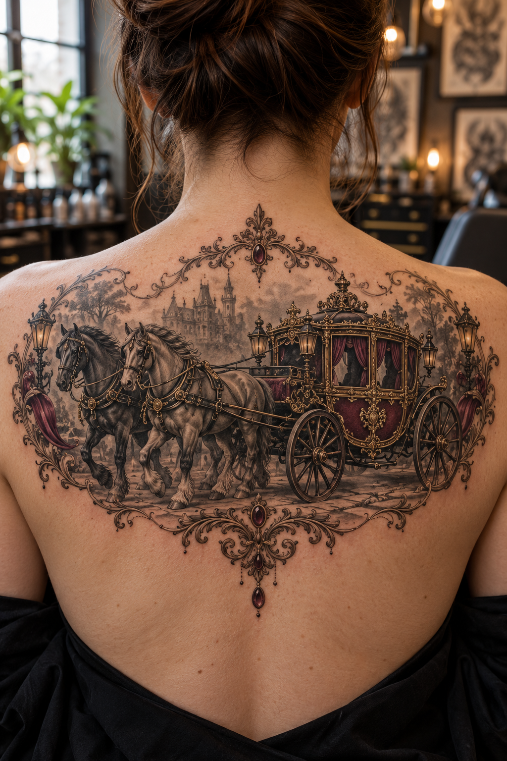 Victorian carriage back tattoo