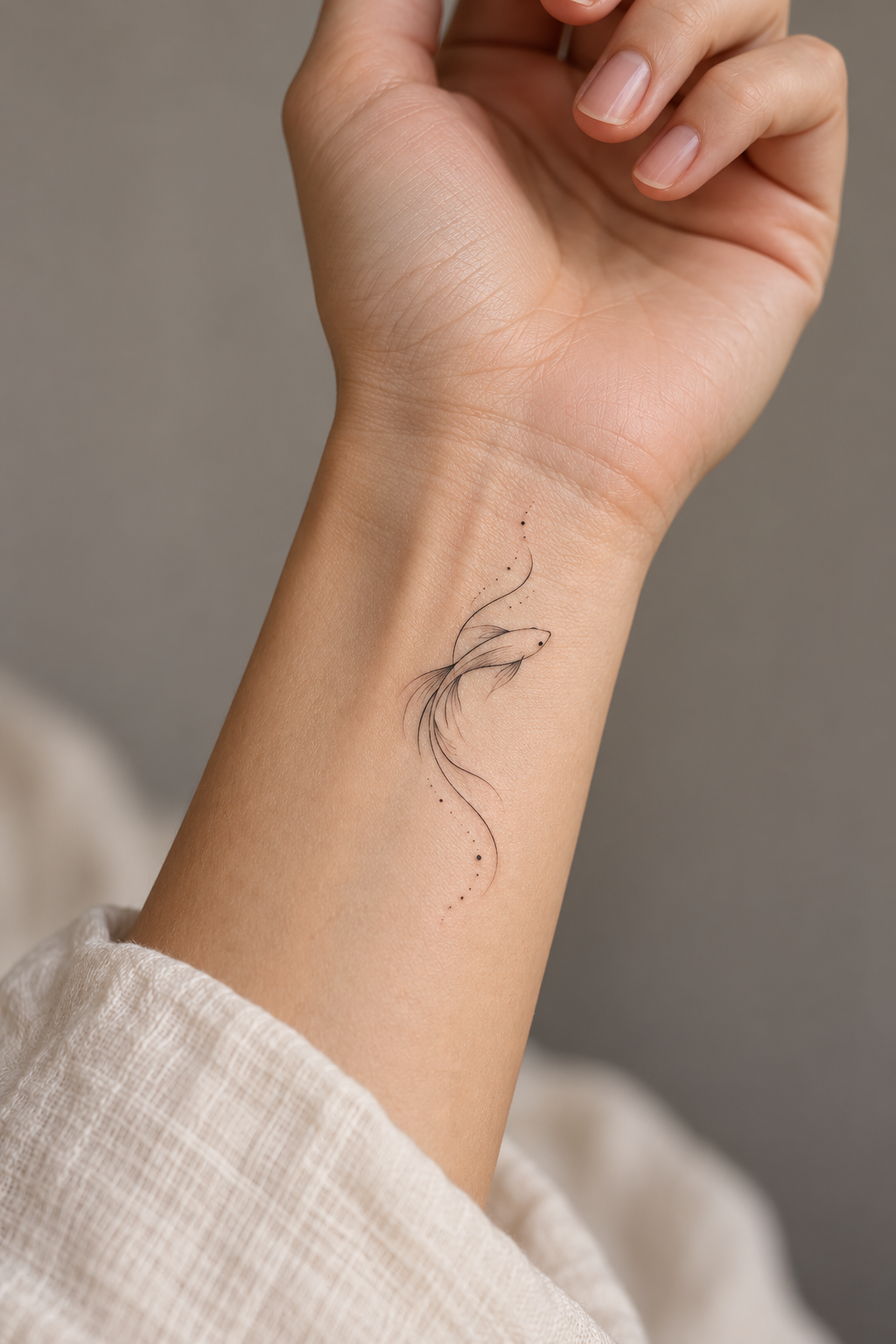 small fish symbol on the inner wrist feminine biblical tattoo