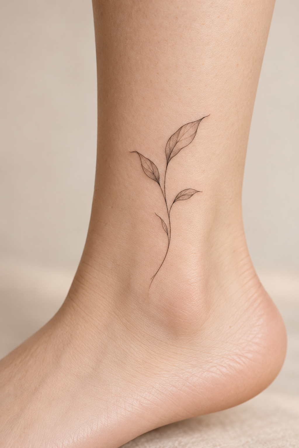fine-line sprout on the ankle feminine biblical tattoo
