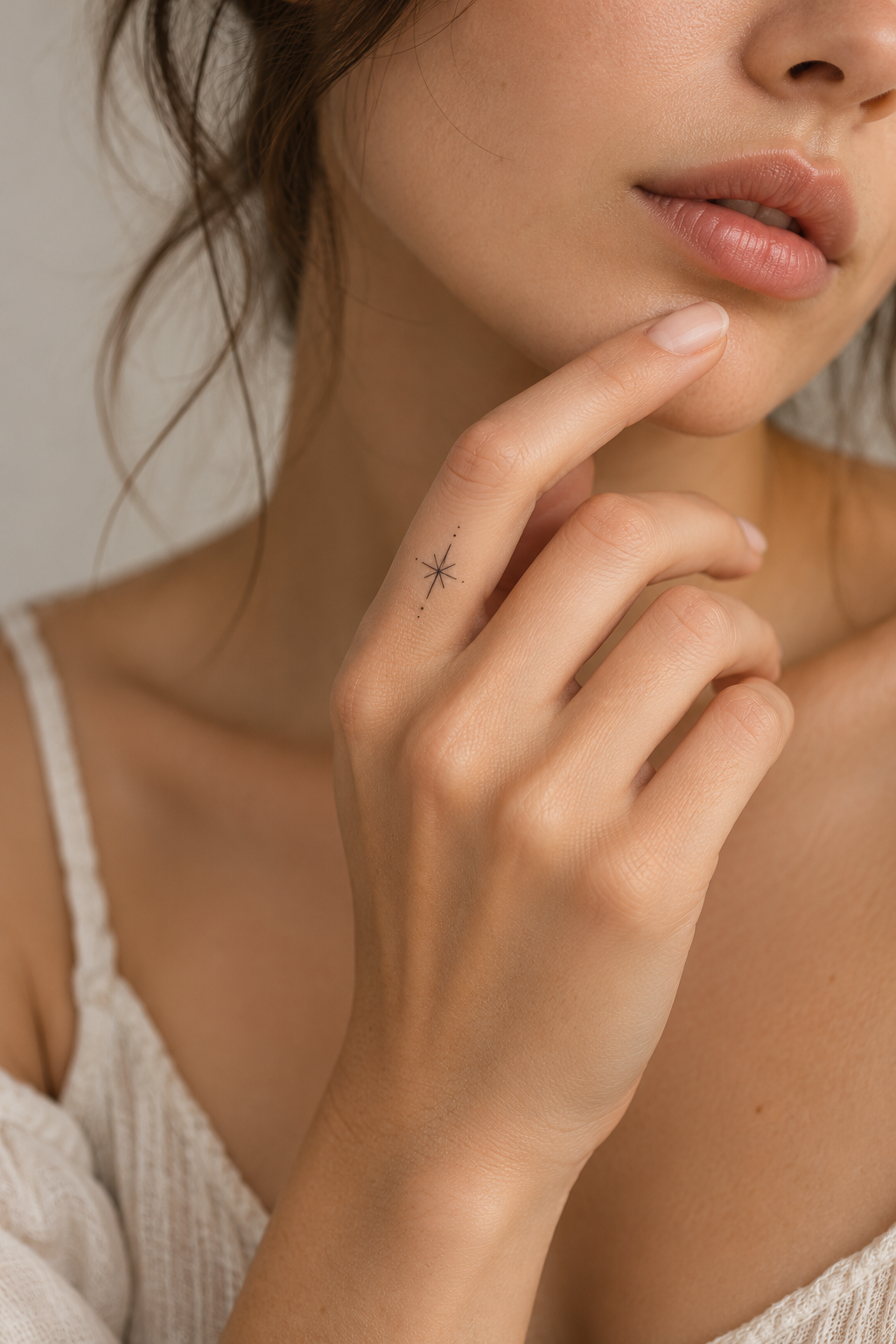 tiny star on the finger feminine biblical tattoo