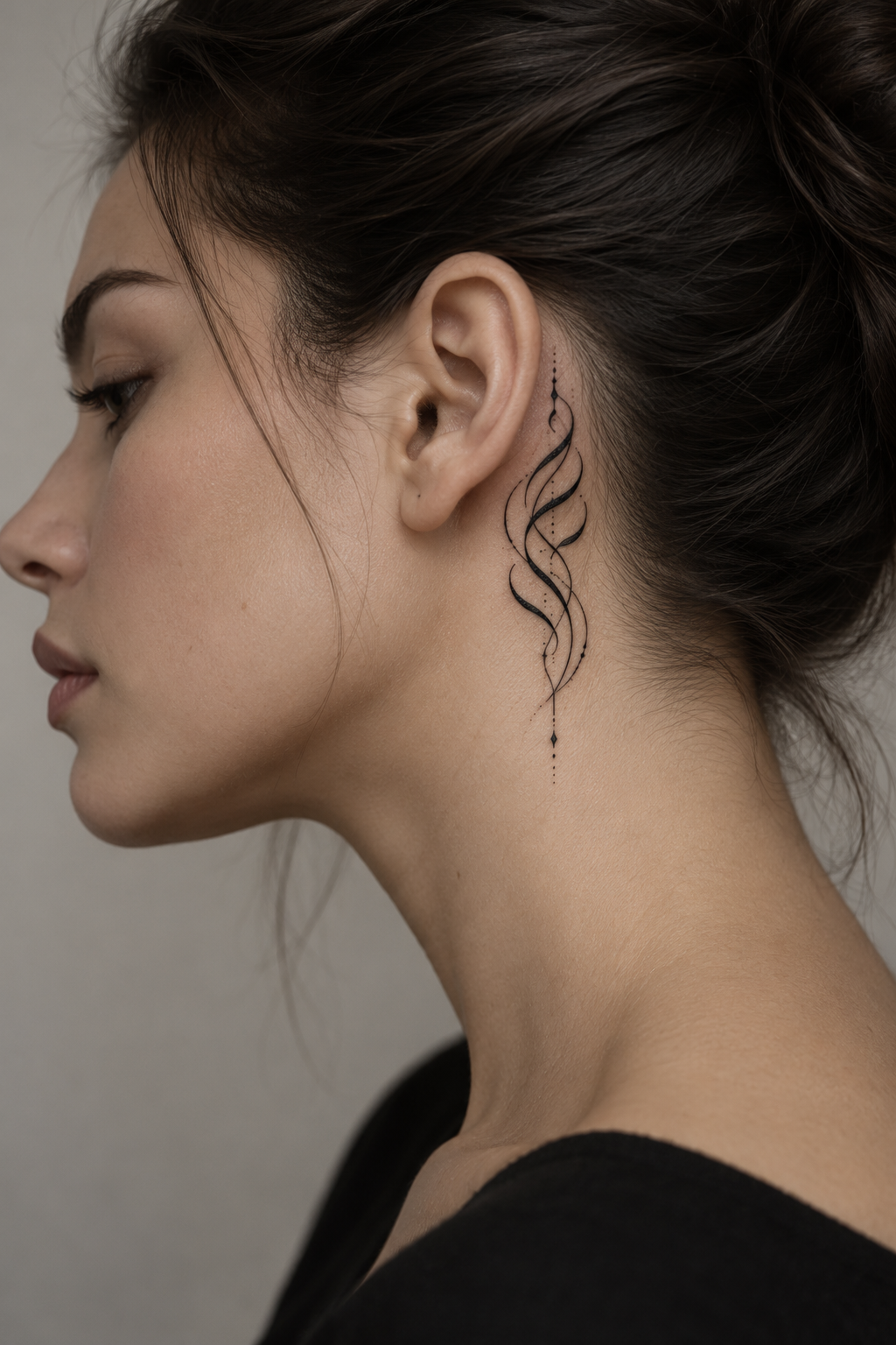 hebrew letters behind the ear feminine biblical tattoo