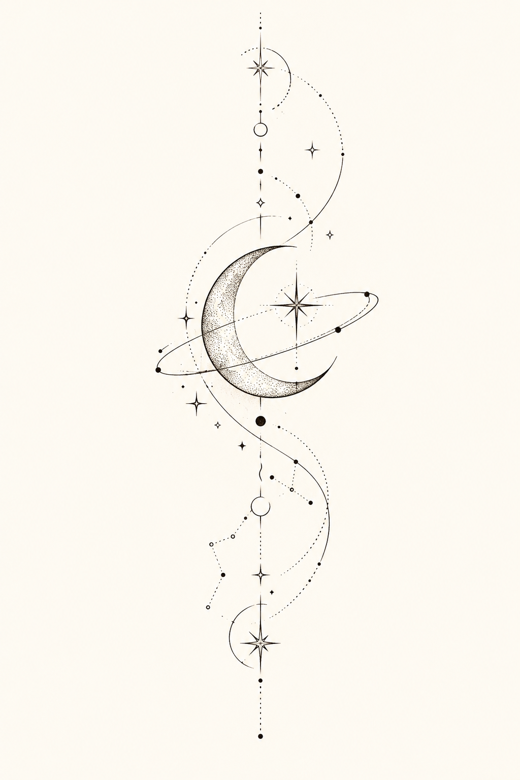 Fine line stacked moon phases rib tattoo idea