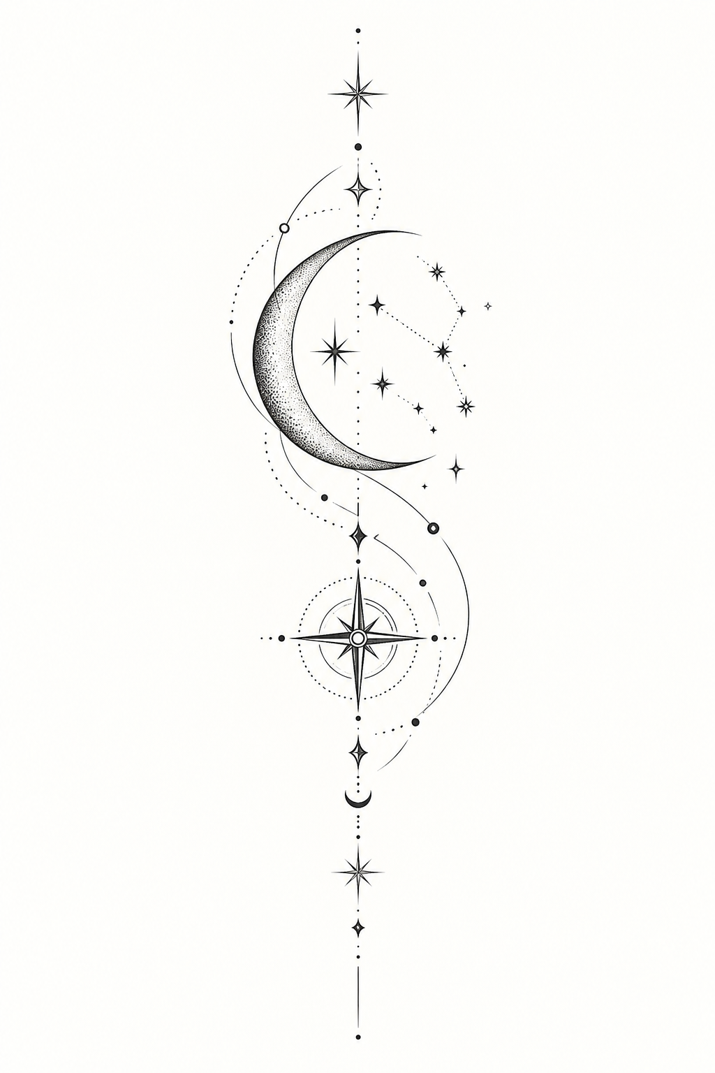 Fine line lunar calendar rib tattoo idea
