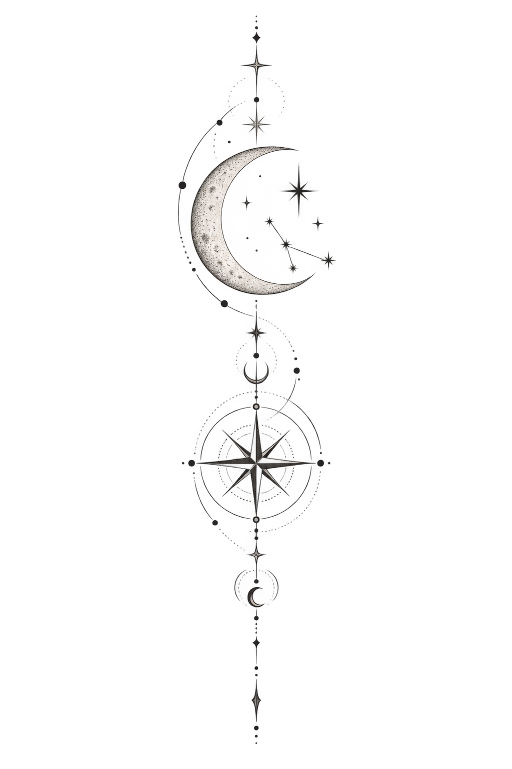 Fine line custom celestial map rib tattoo idea
