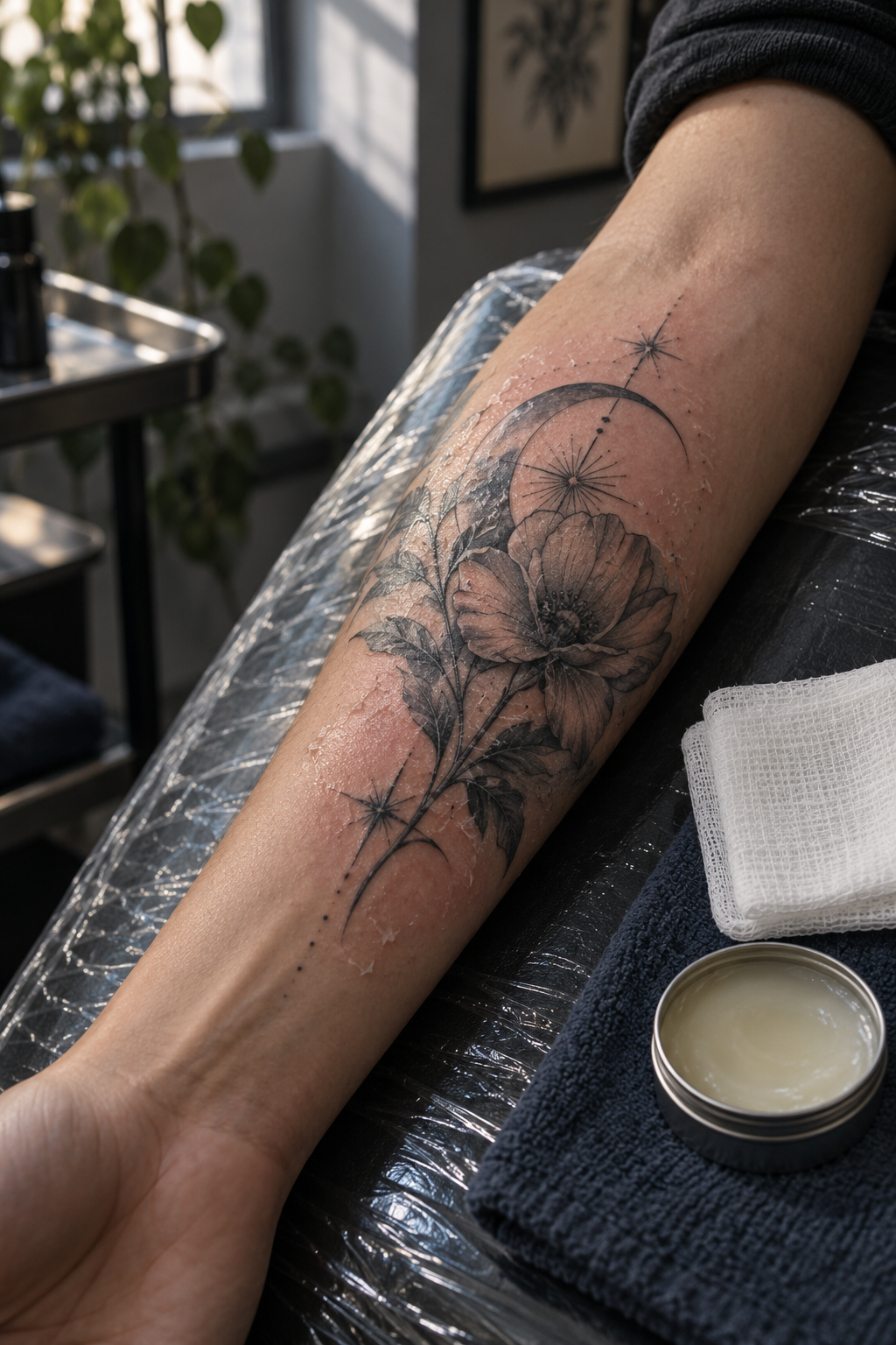 Tattoo aftercare illustration for 2. read the surface before exposing it