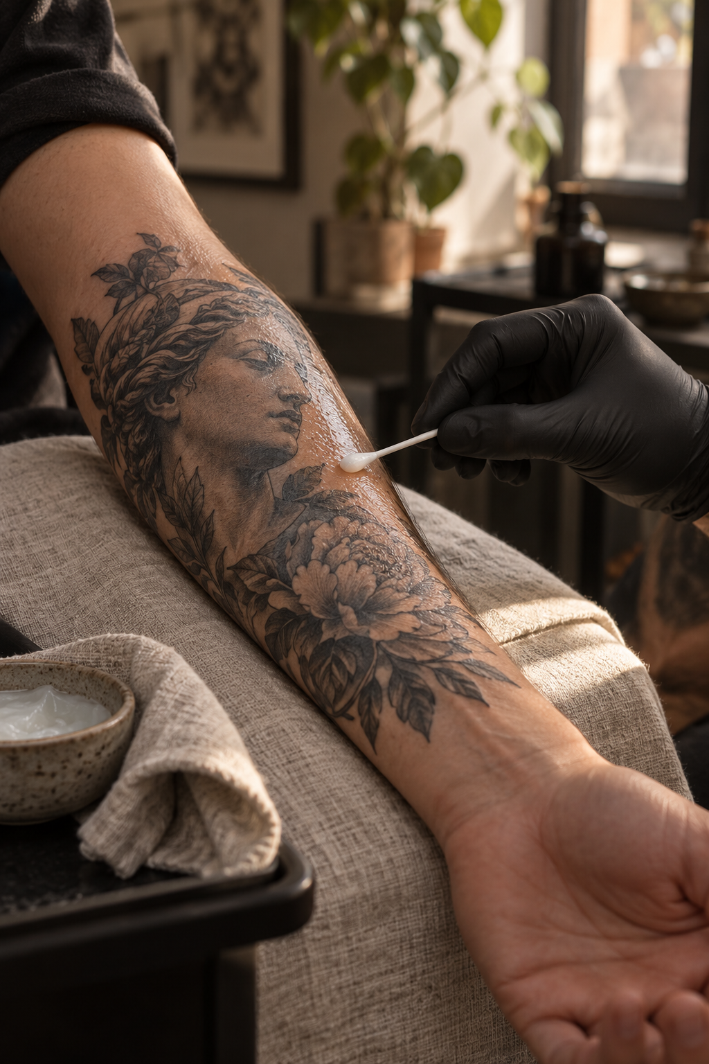 Tattoo aftercare illustration for 3. treat peeling and scabbing as a pause
