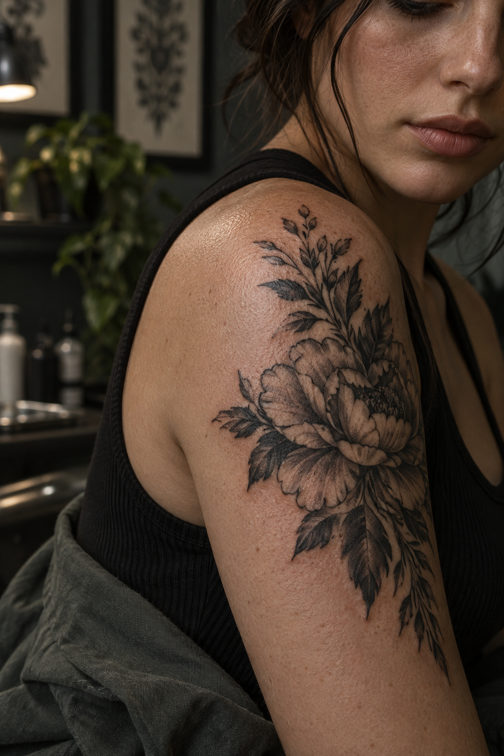 Fresh tattoo kept shaded during healing