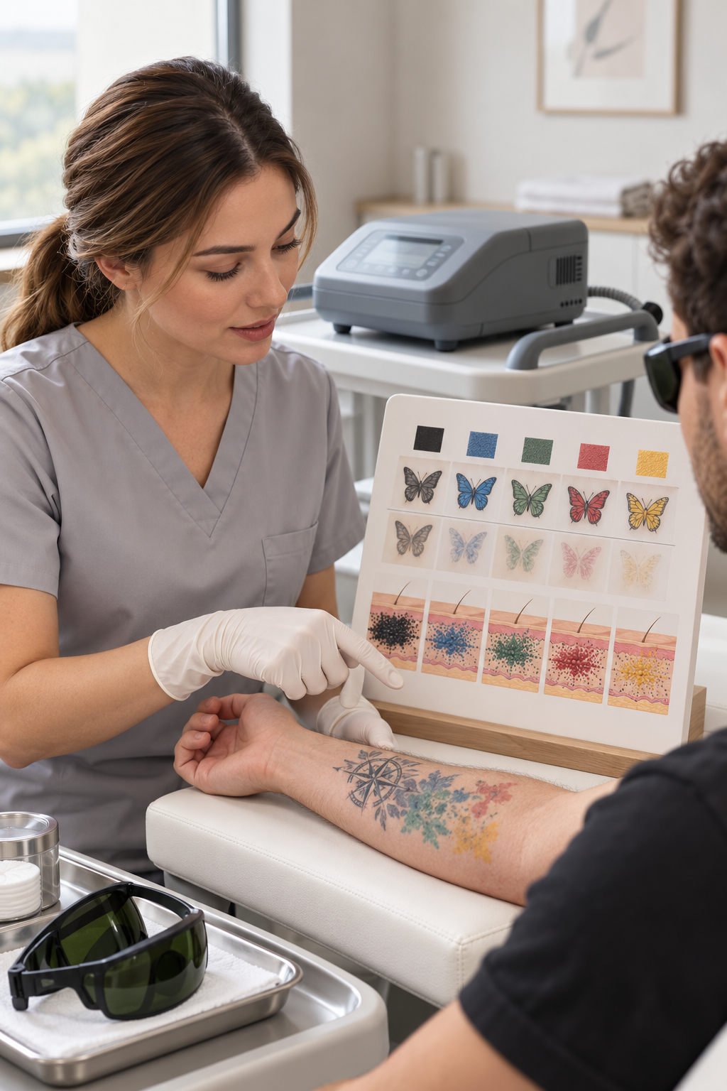 laser tattoo removal sessions: Ink color and tattoo age laser tattoo removal illustration