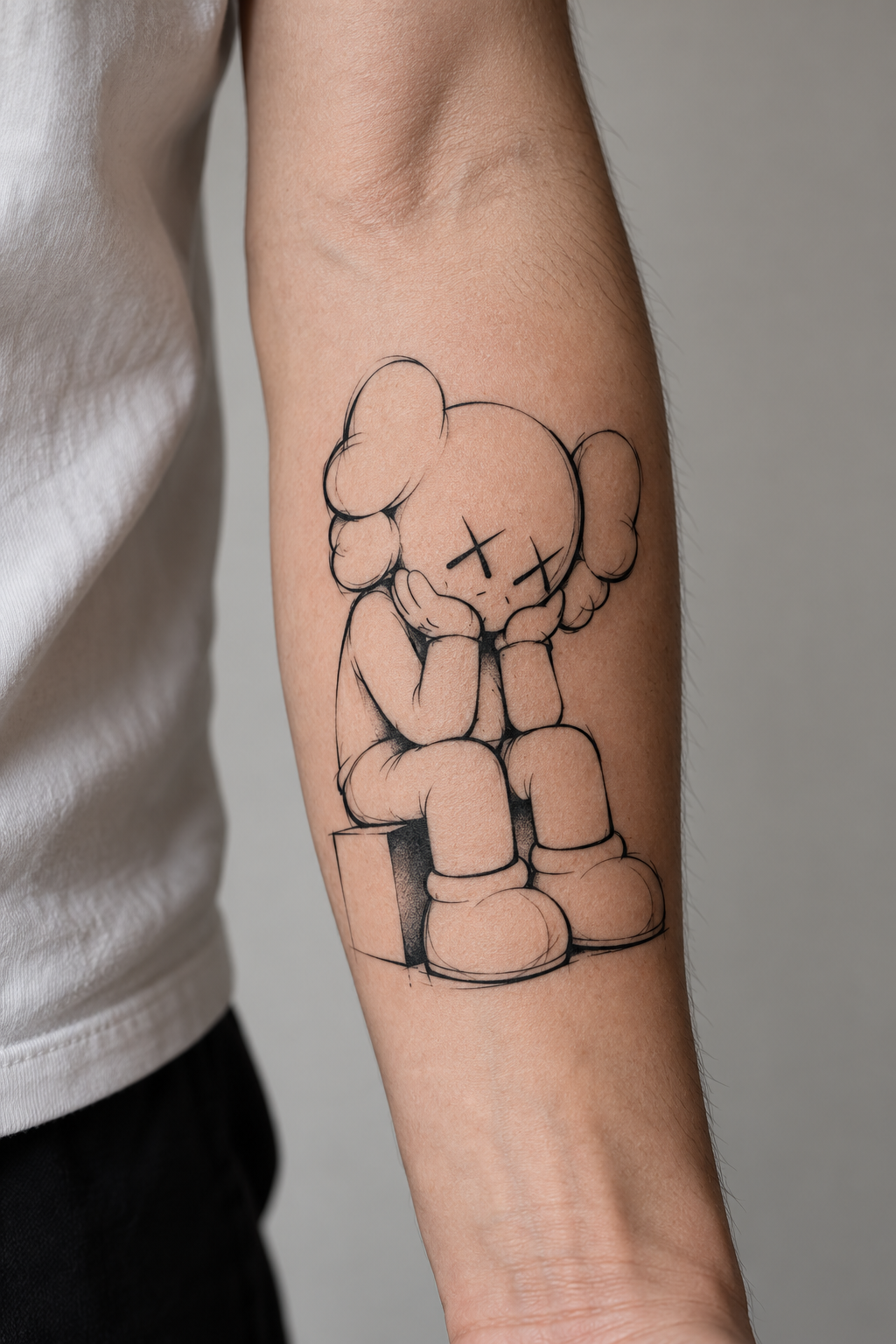 KAWS tattoo ideas: minimalist forearm tattoo
