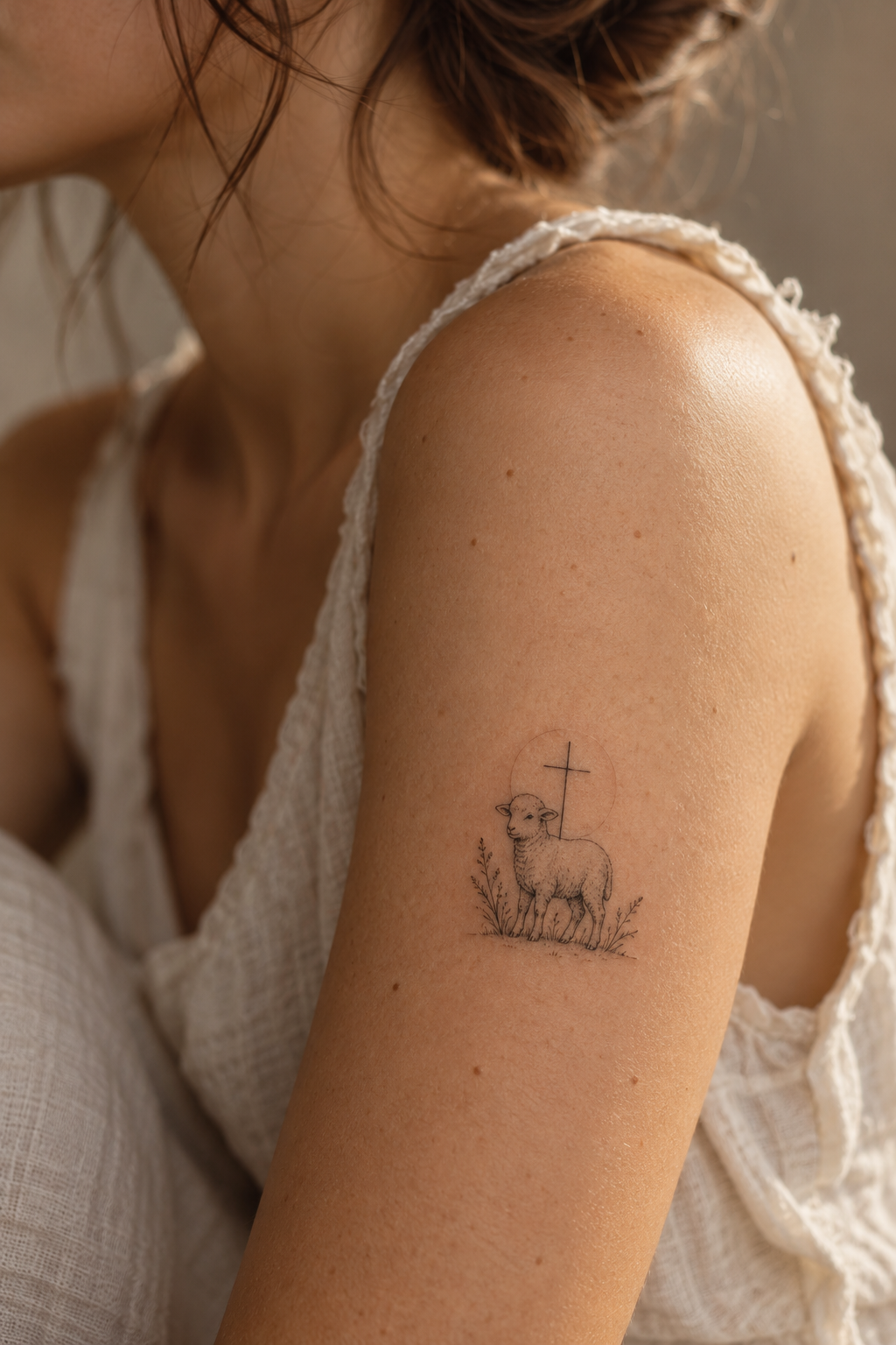 Tiny Sheep Silhouette small Christian tattoo idea
