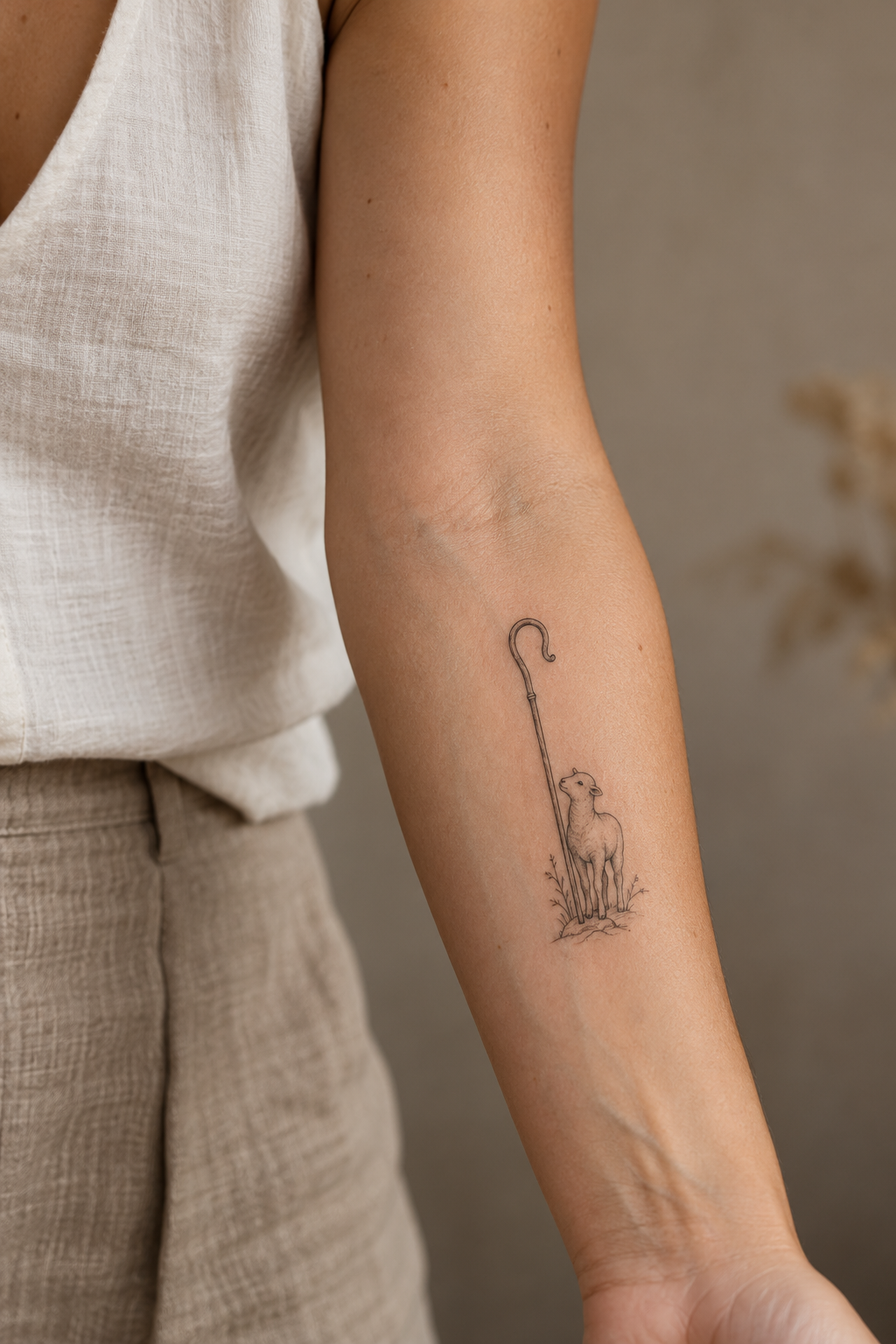 Good Shepherd Staff small Christian tattoo idea