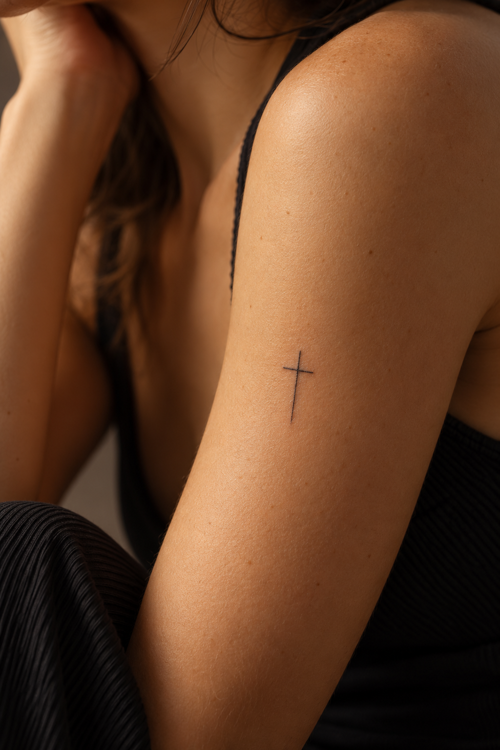 Simple Christian Cross small Christian tattoo idea