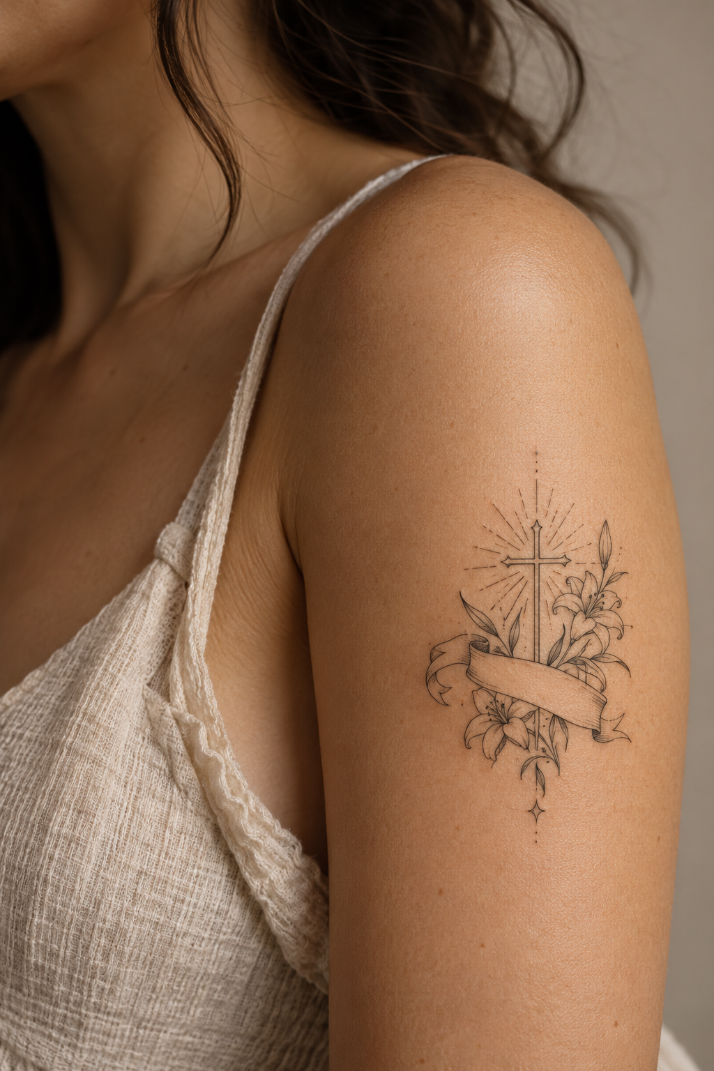 Small Scripture Banner small Christian tattoo idea