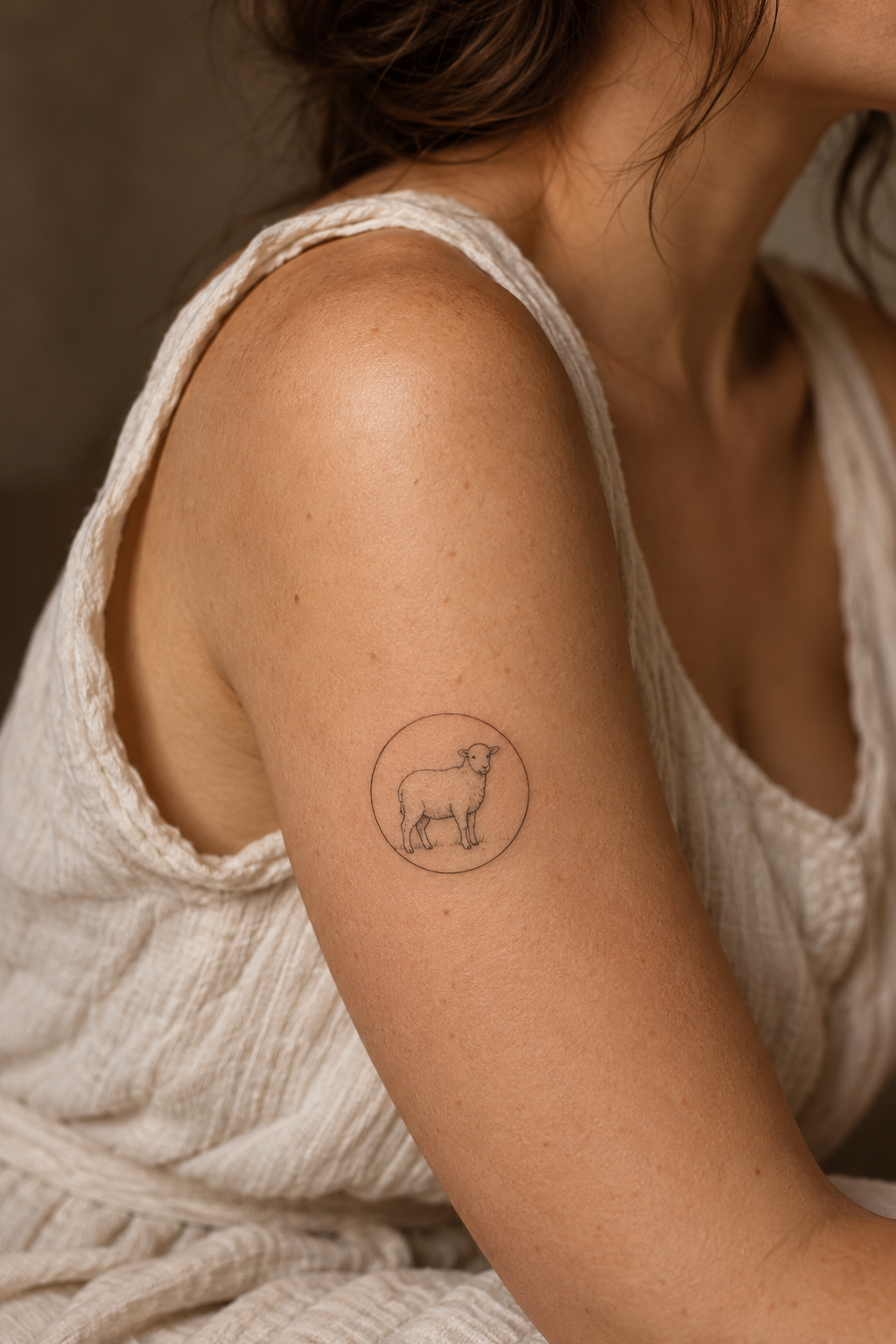 Sheep in a Circle small Christian tattoo idea