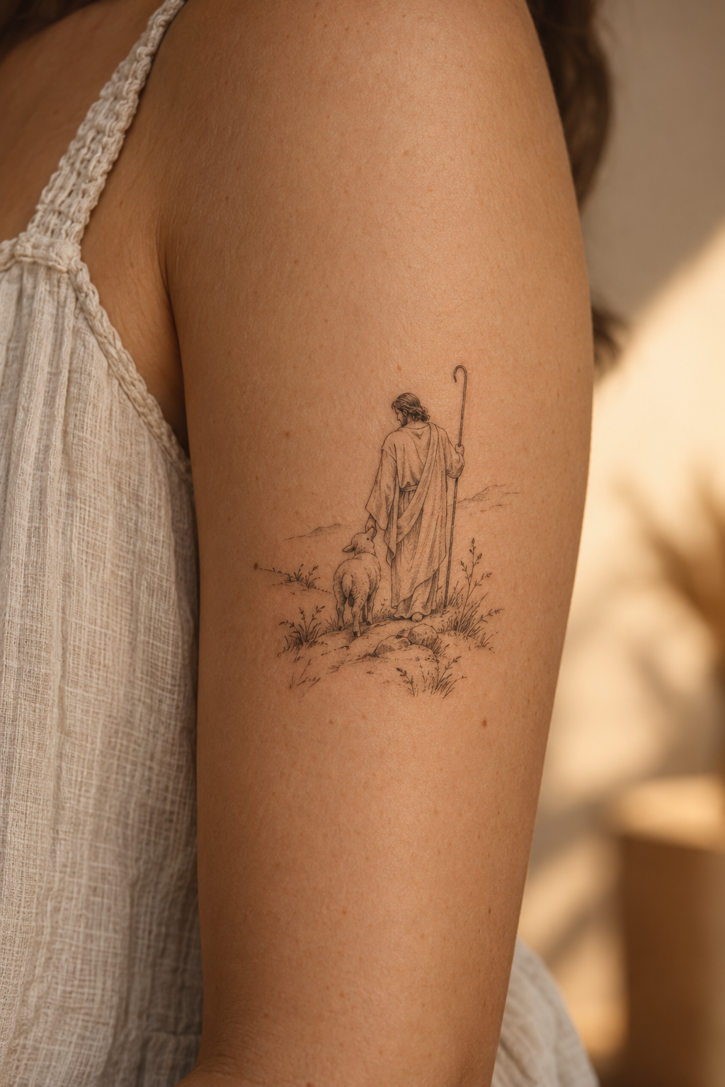small Christian tattoos inspired by the Good Shepherd
