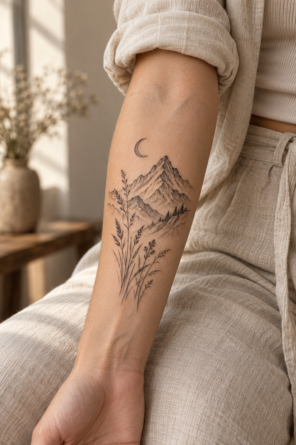 Small plant wrist tattoo idea