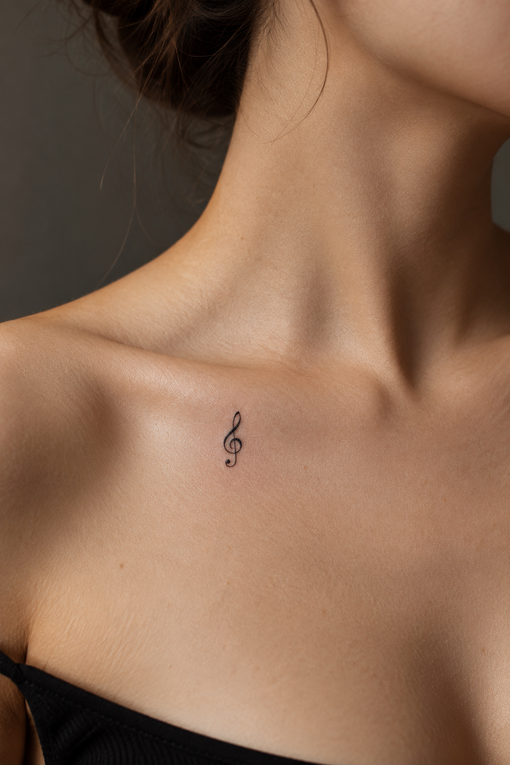small music tattoos: tiny treble clef idea