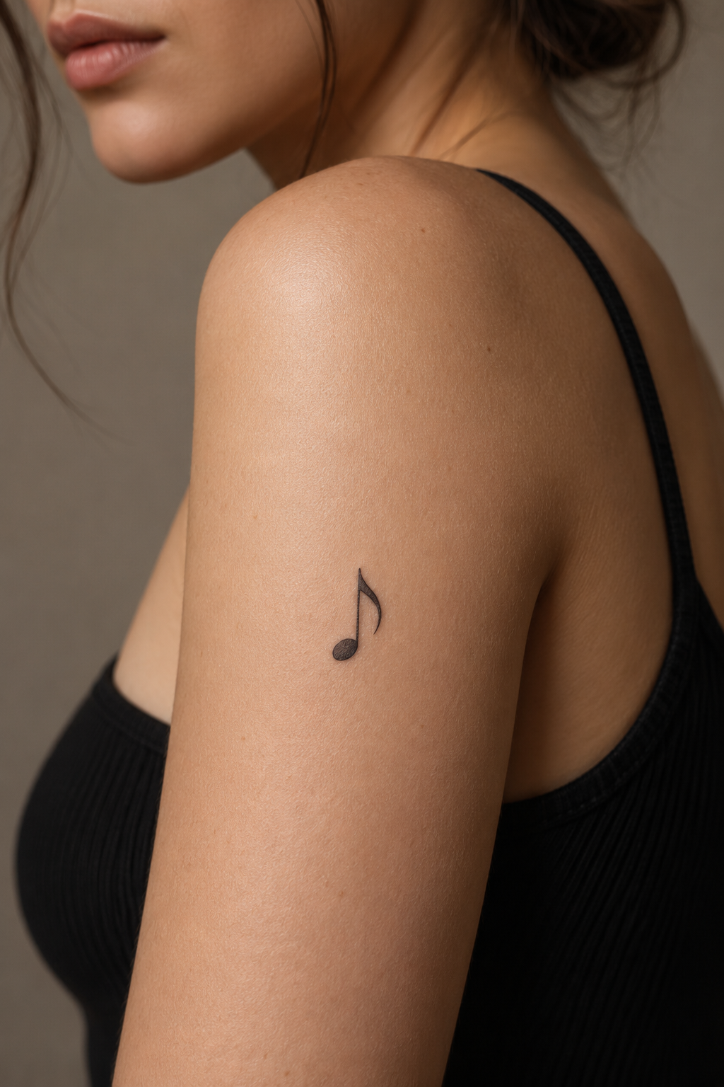 small music tattoos: minimalist music note idea
