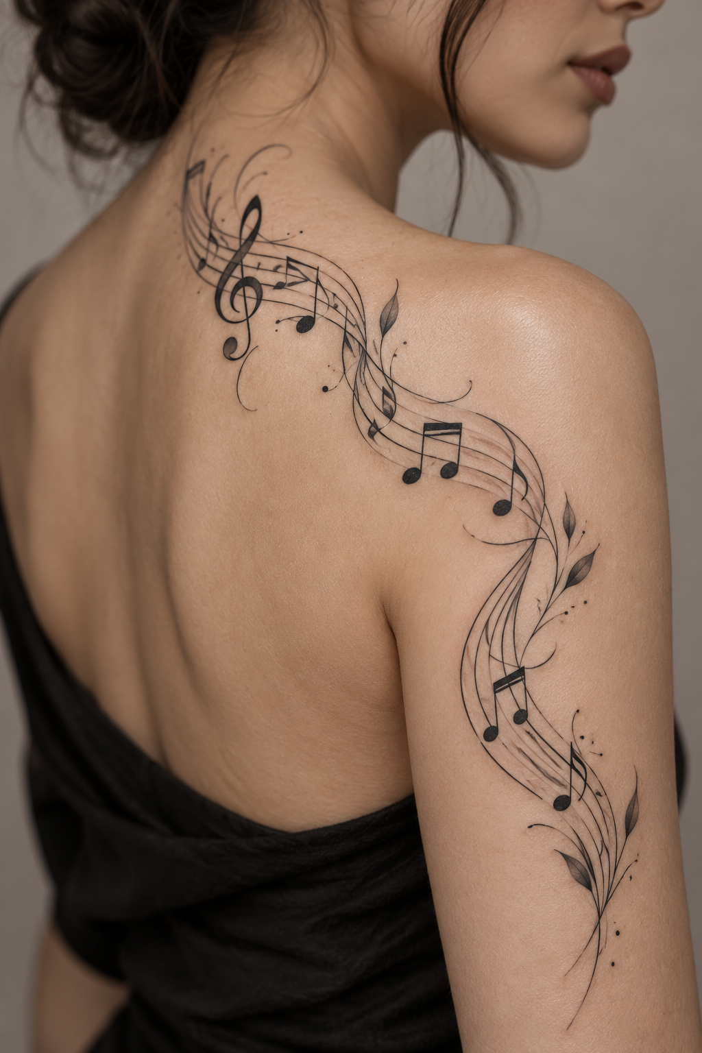 small music tattoos: musical staff with notes idea
