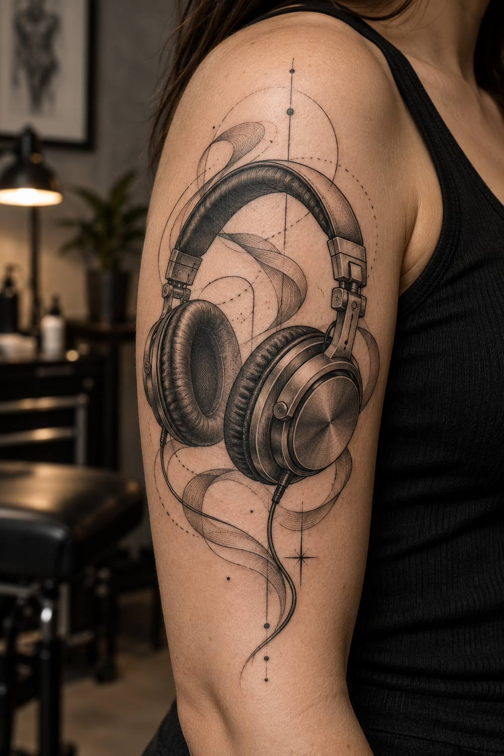 small music tattoos: headphones idea