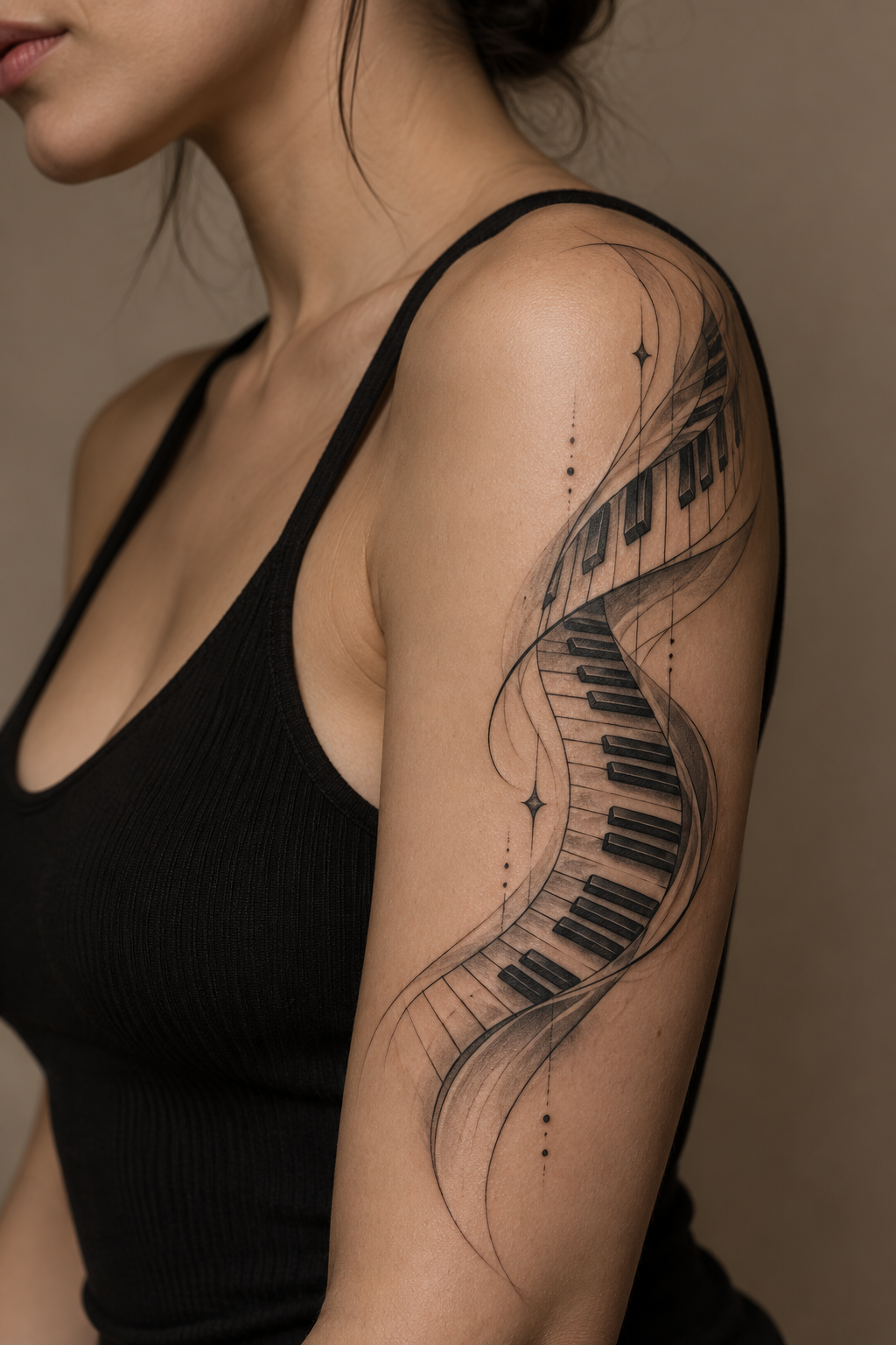 small music tattoos: piano keys idea