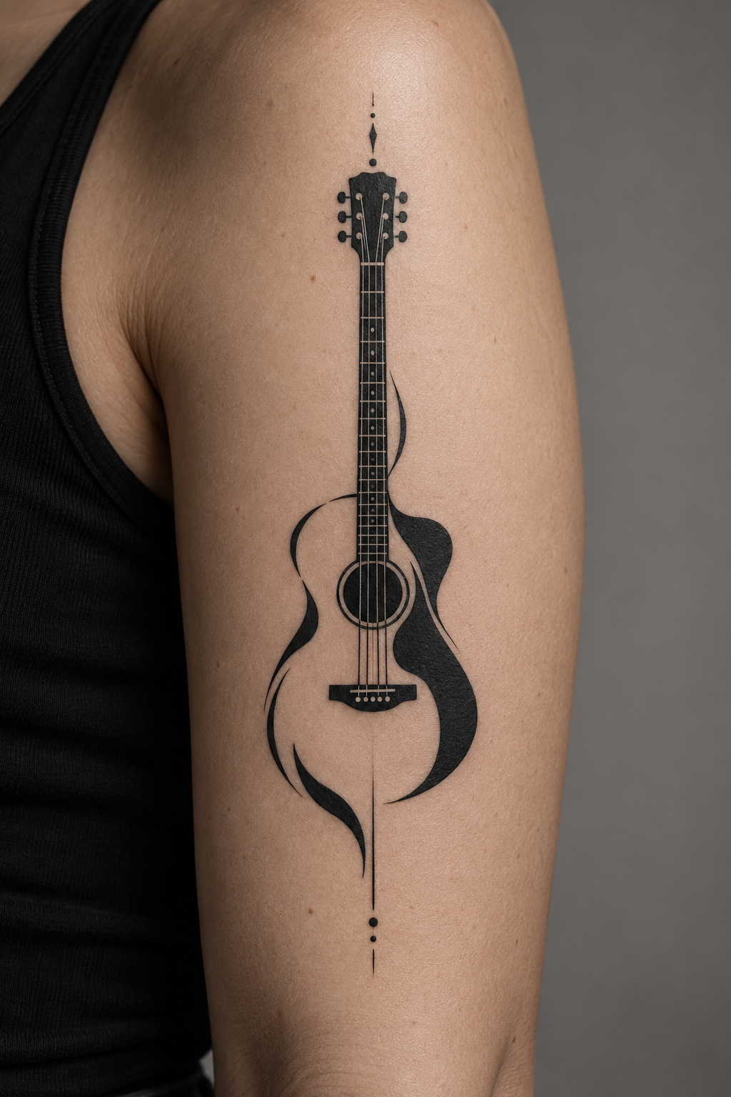 small music tattoos: guitar silhouette idea