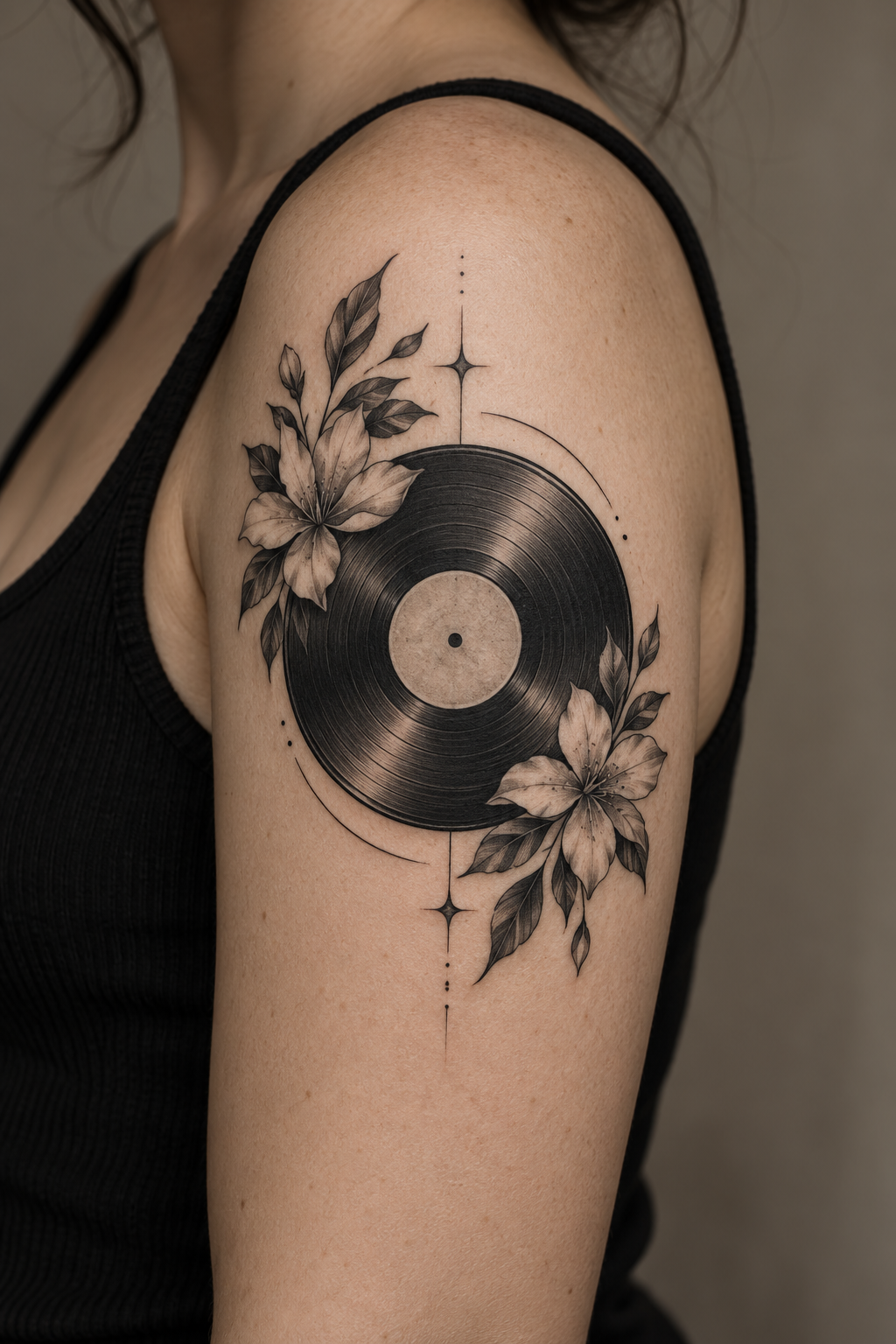 small music tattoos: vinyl record idea
